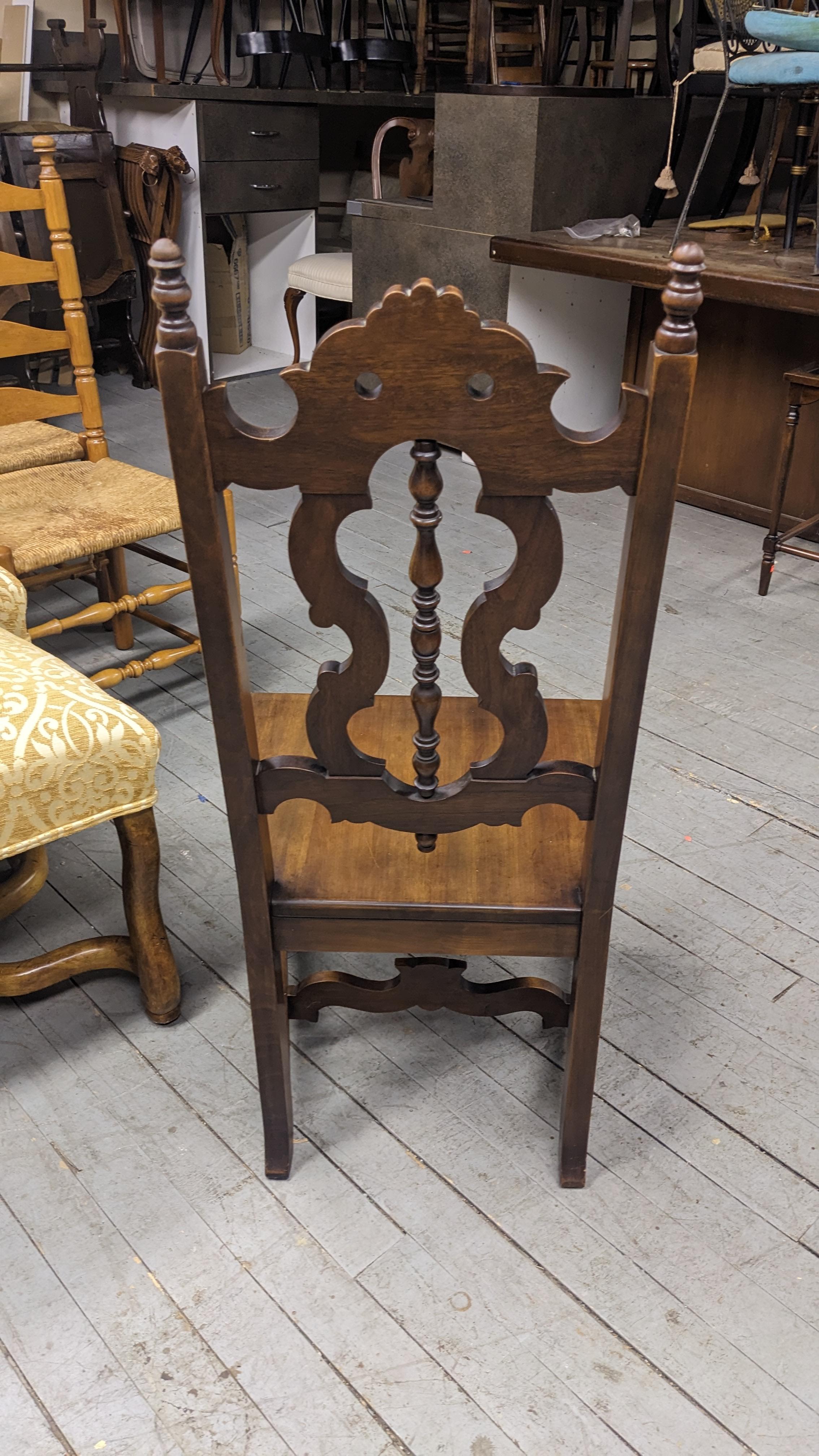 4 Antique Lifetime Furniture Jacobean Gothic Spanish Walnut Dining Chairs Set 4