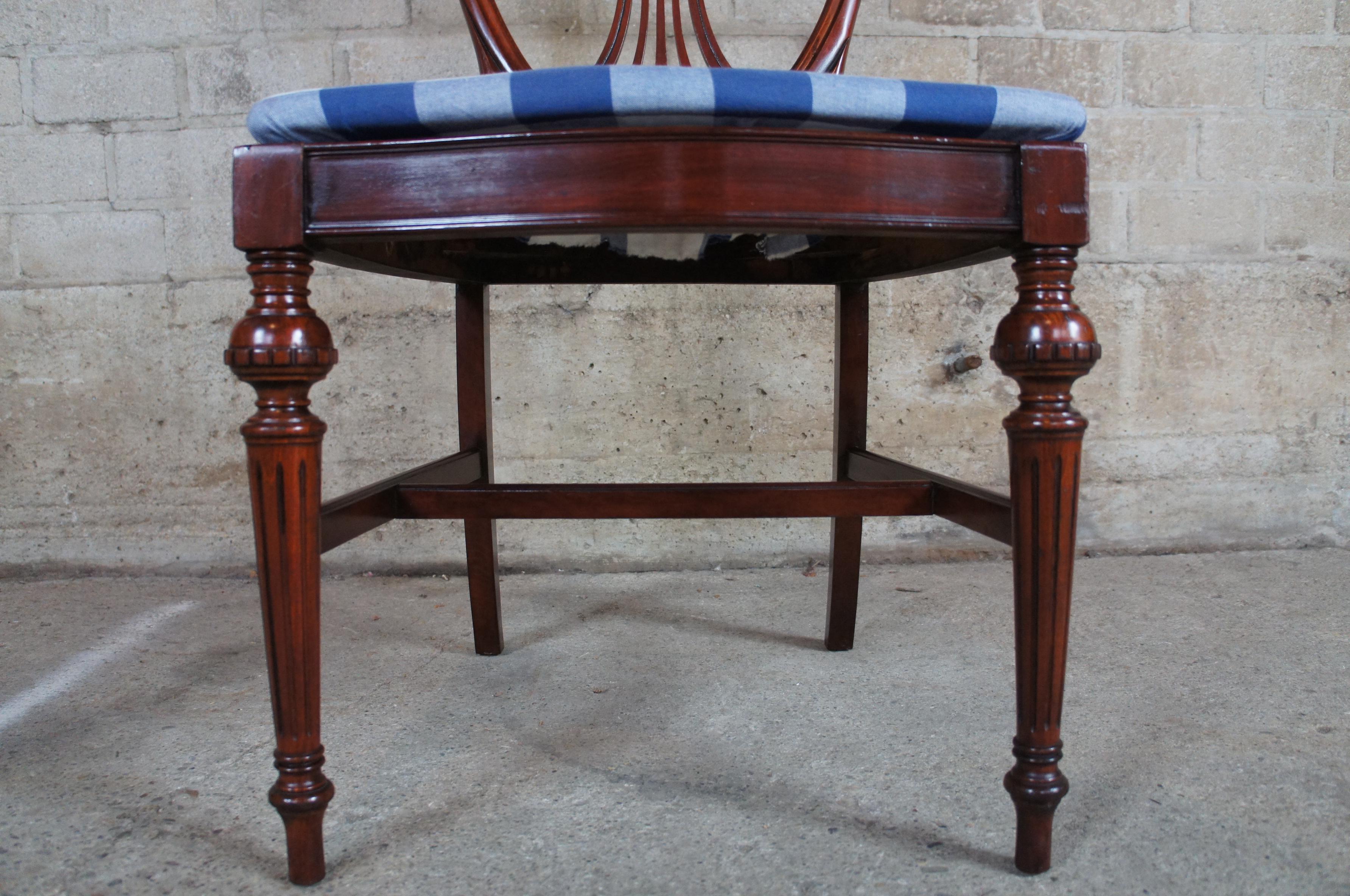 4 Antique Mahogany Sheraton Style Hepplewhite Shield Back Side Dining Chairs 6