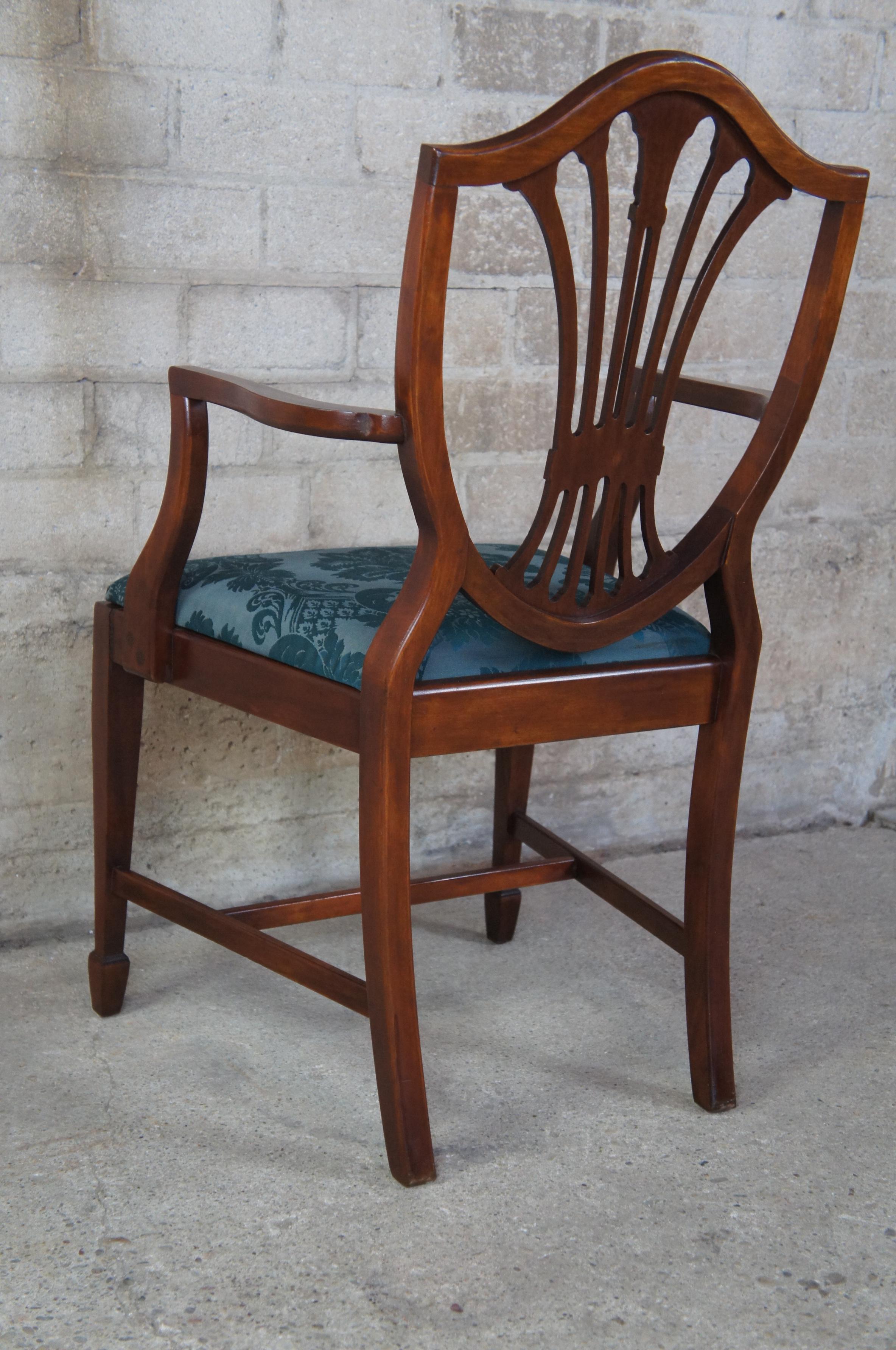4 Antique Mahogany Sheraton Style Hepplewhite Shield Back Side Dining Chairs 5