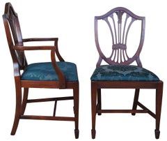 4 Antique Mahogany Sheraton Style Hepplewhite Shield Back Side Dining Chairs