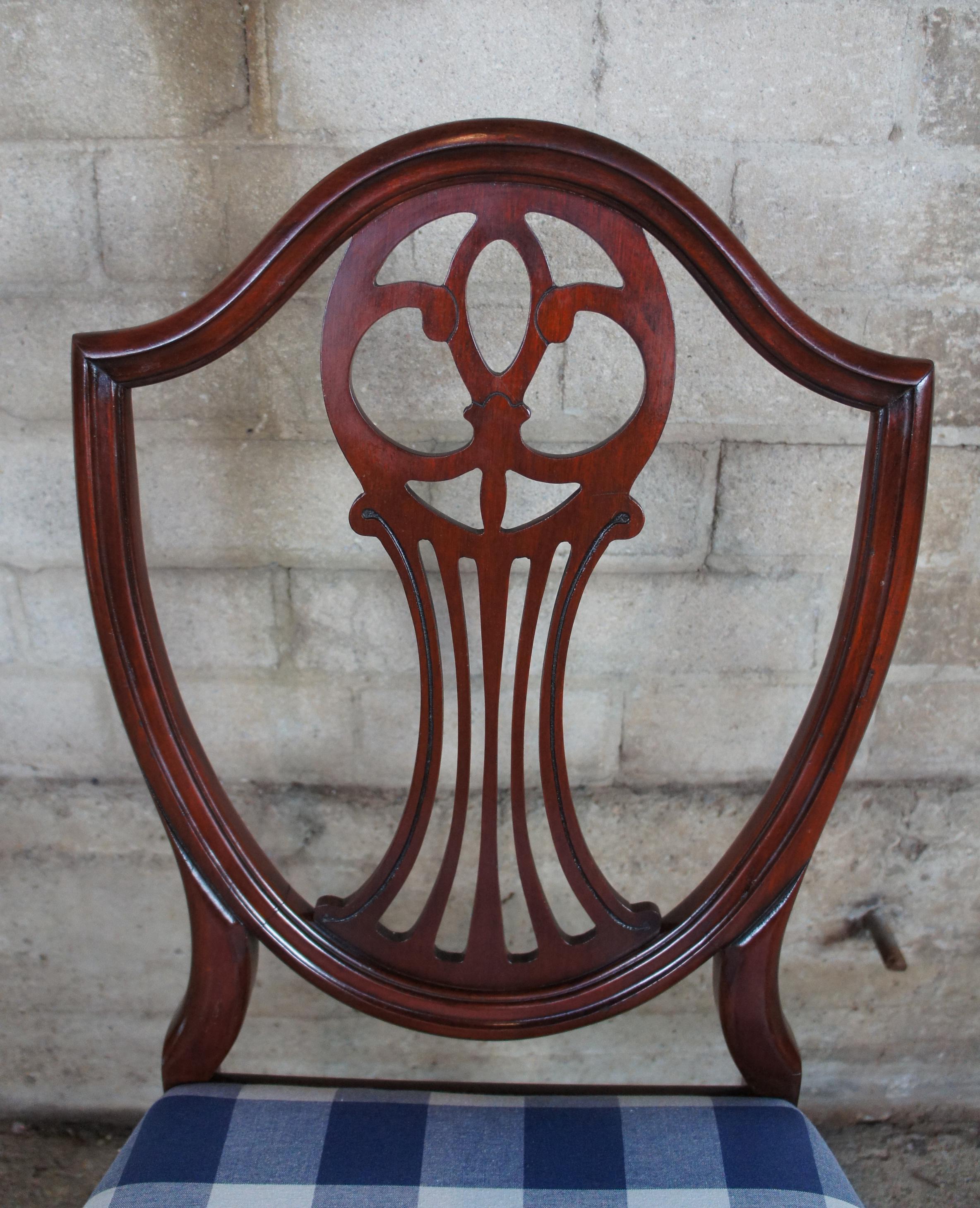 Mid-20th Century 4 Antique Mahogany Sheraton Style Hepplewhite Shield Back Side Dining Chairs