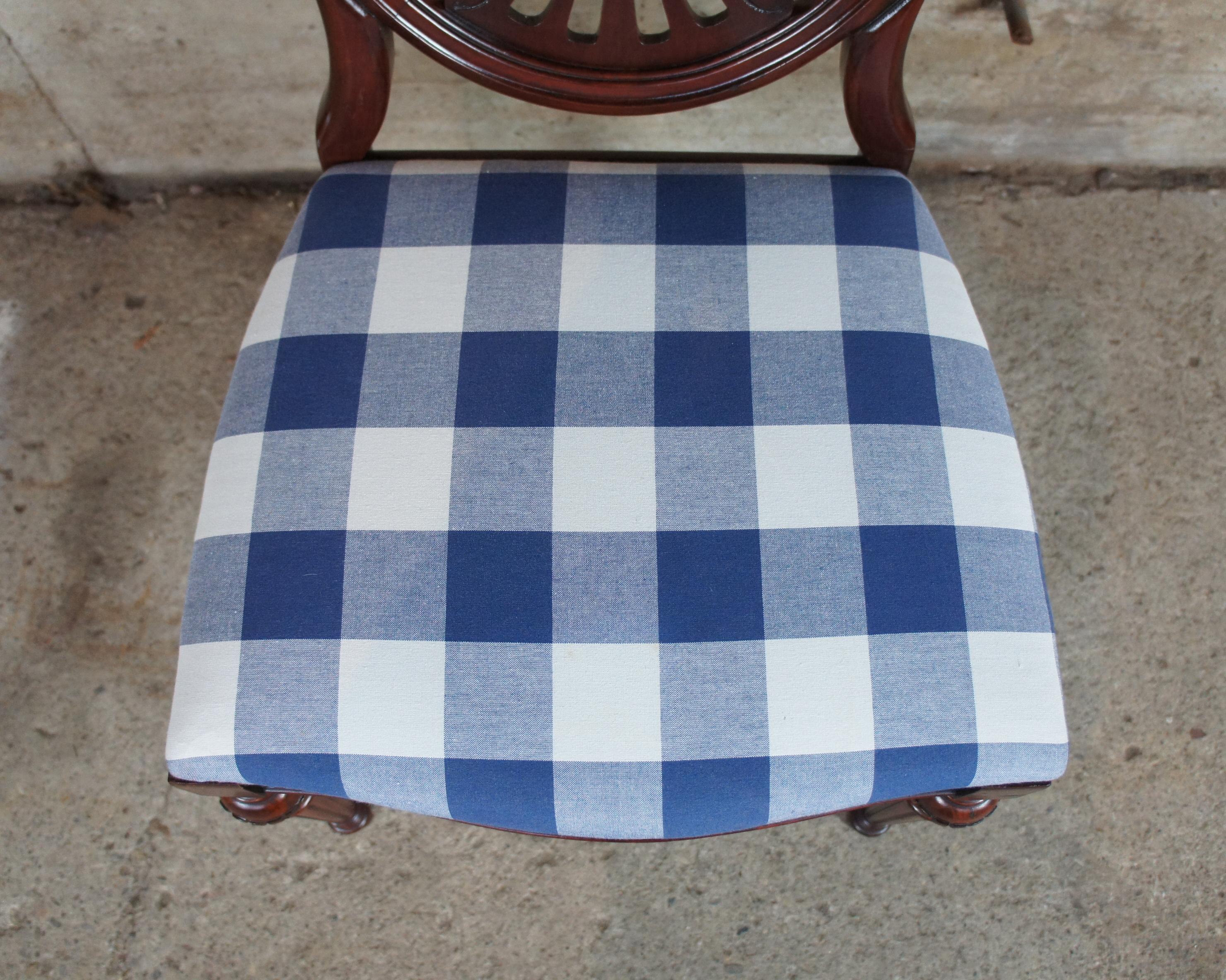 Upholstery 4 Antique Mahogany Sheraton Style Hepplewhite Shield Back Side Dining Chairs