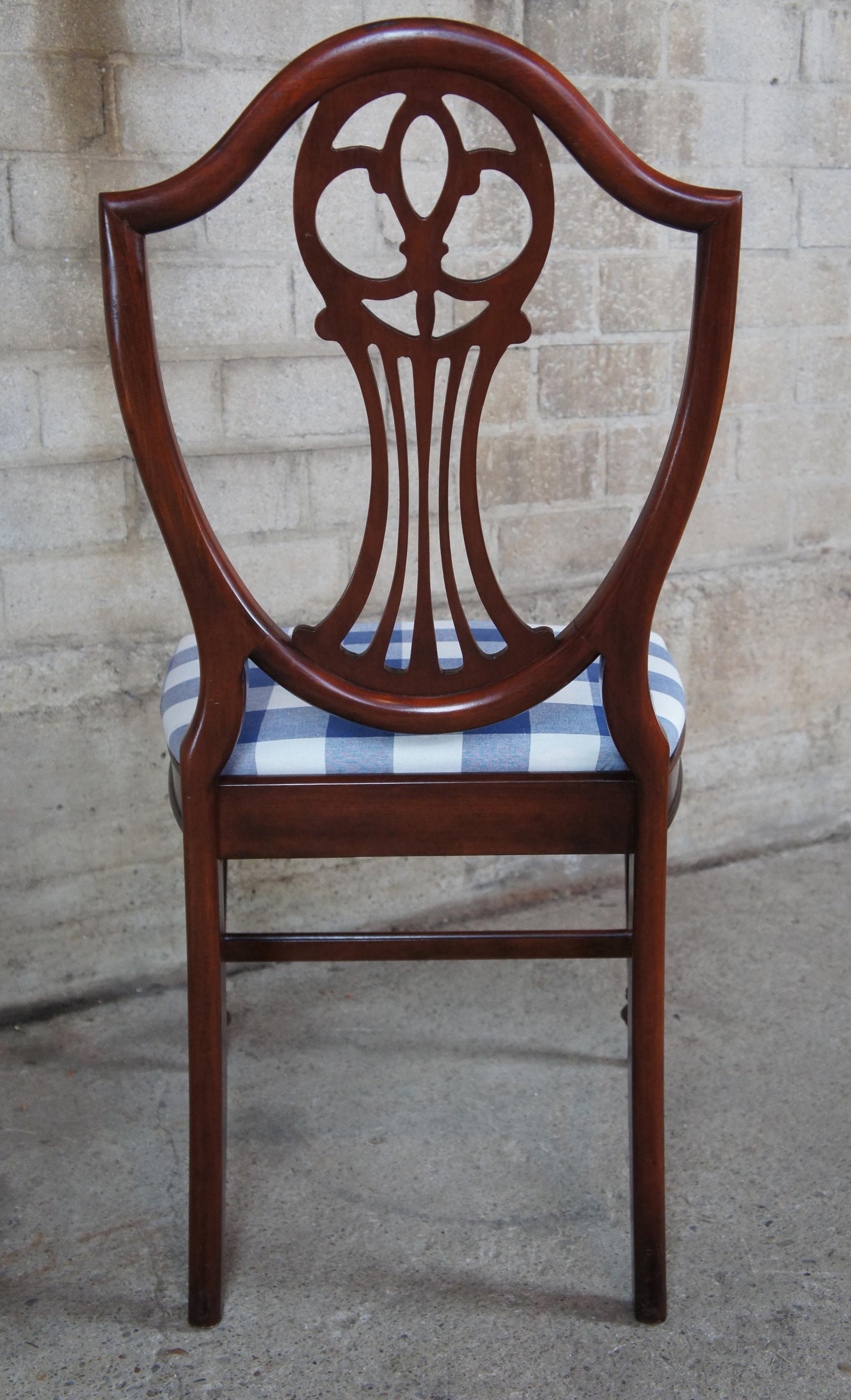 4 Antique Mahogany Sheraton Style Hepplewhite Shield Back Side Dining Chairs 2