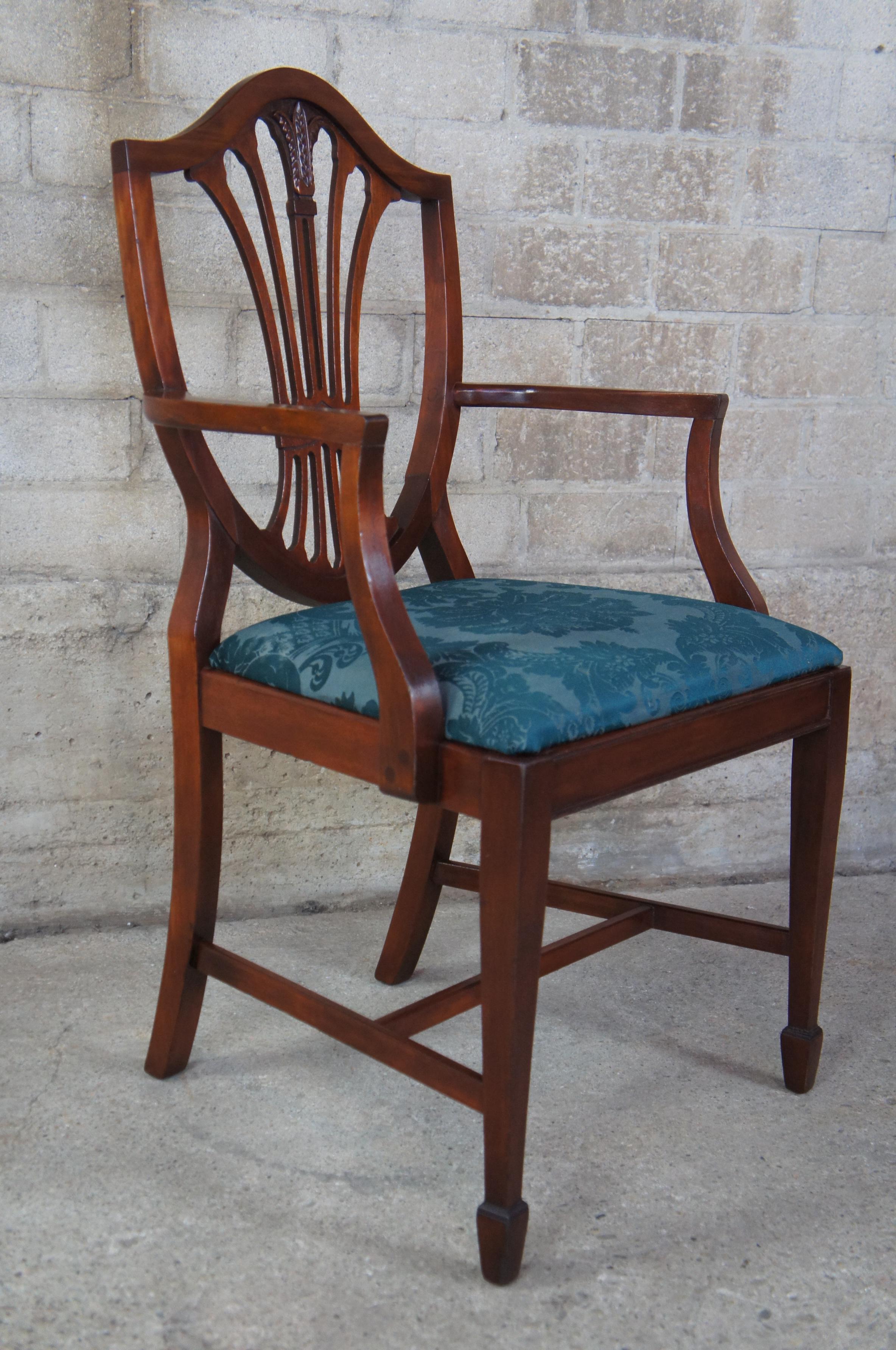 4 Antique Mahogany Sheraton Style Hepplewhite Shield Back Side Dining Chairs 2