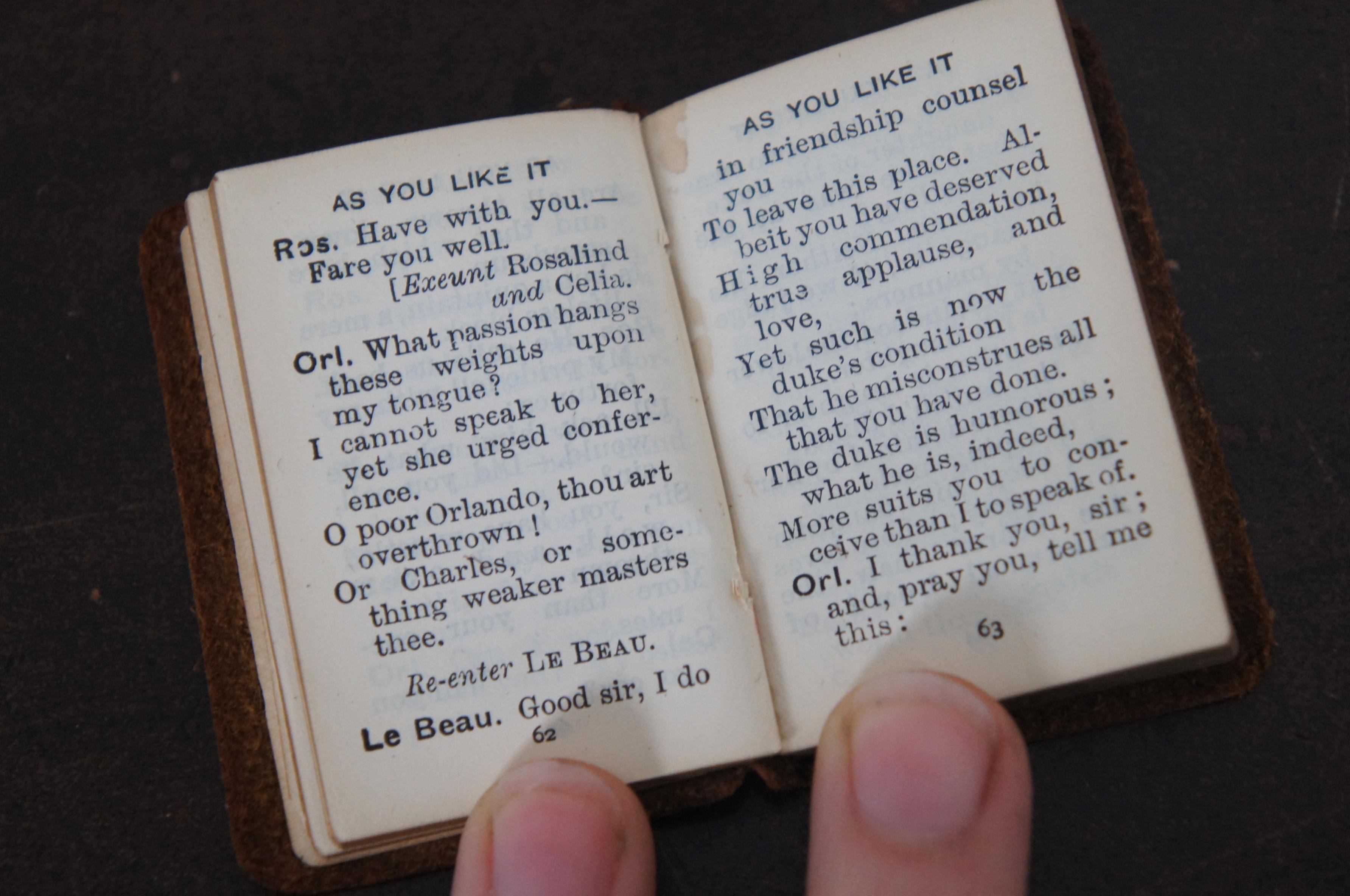 4 Antique Miniature Books Little Webster Dictionary Shakespeare Talfourd Blair 1