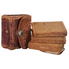4 Antique Miniature Books Little Webster Dictionary Shakespeare Talfourd Blair