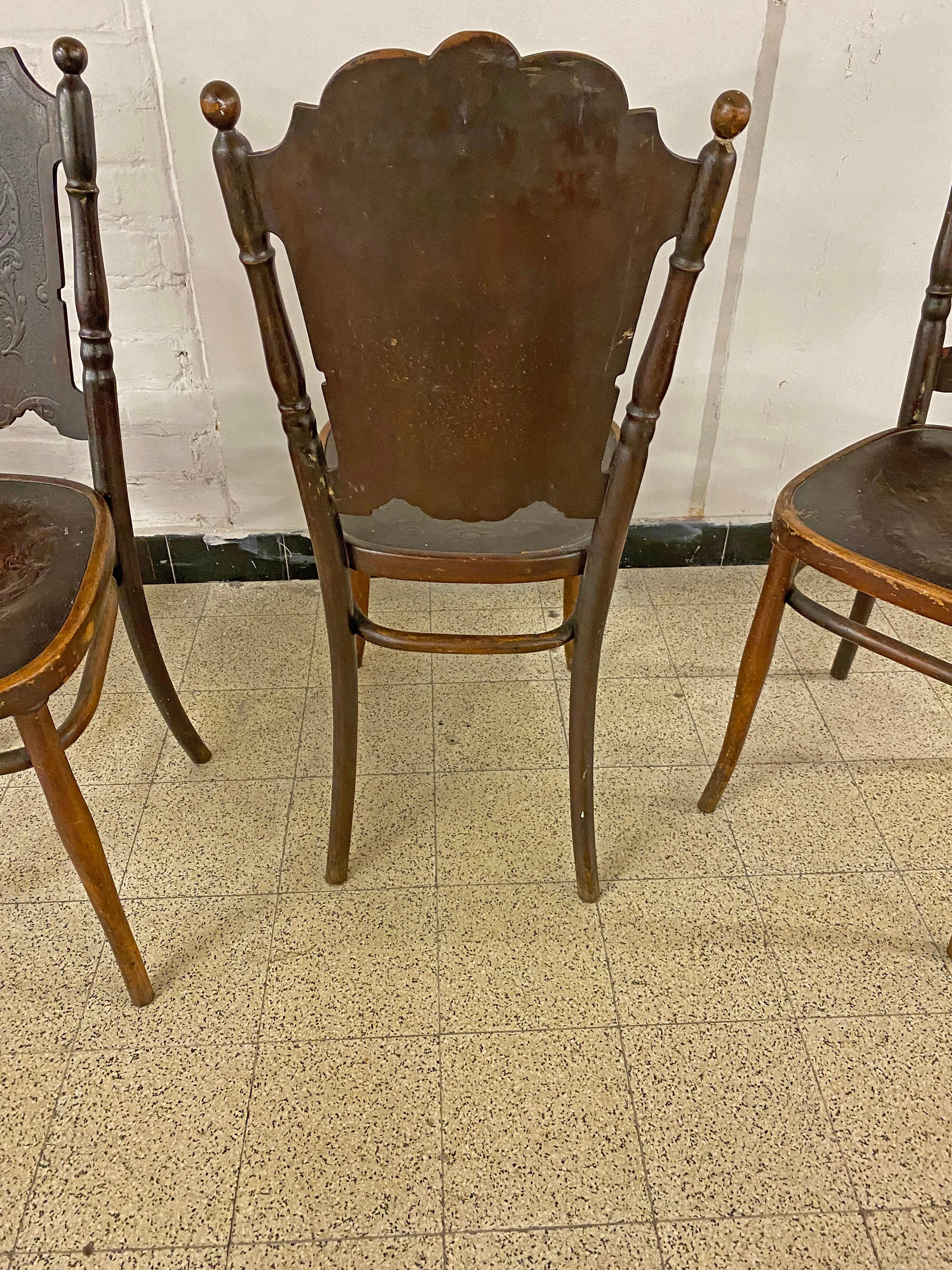 Arts and Crafts 4 Antique N ° 67 Chairs from Jacob & Josef Kohn, circa 1900 For Sale