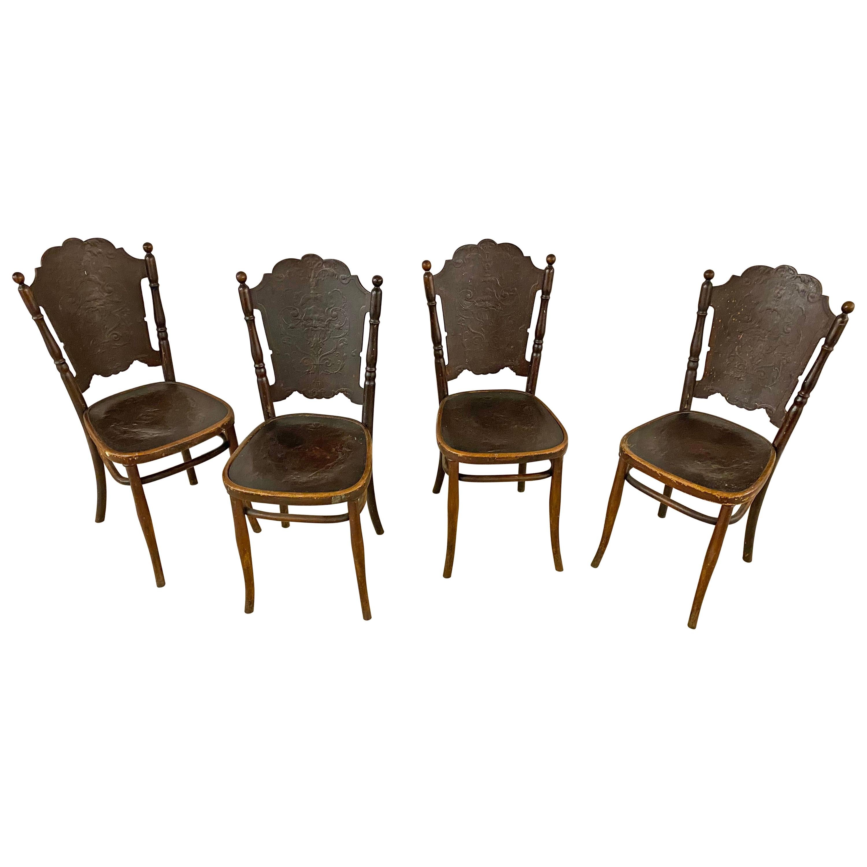 4 Antike N ° 67 Stühle von Jacob & Josef Kohn, um 1900