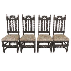4 Antique Oak Barley Twist Chairs, Dining Chairs, Scotland, 1890, B1791