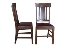 4 Antique Quartersawn Oak Mission Arts & Crafts Style Slat Back Dining Chairs