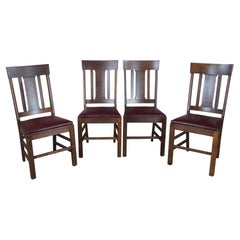 4 Antique Quartersawn Oak Mission Arts & Crafts Style Slat Back Dining Chairs