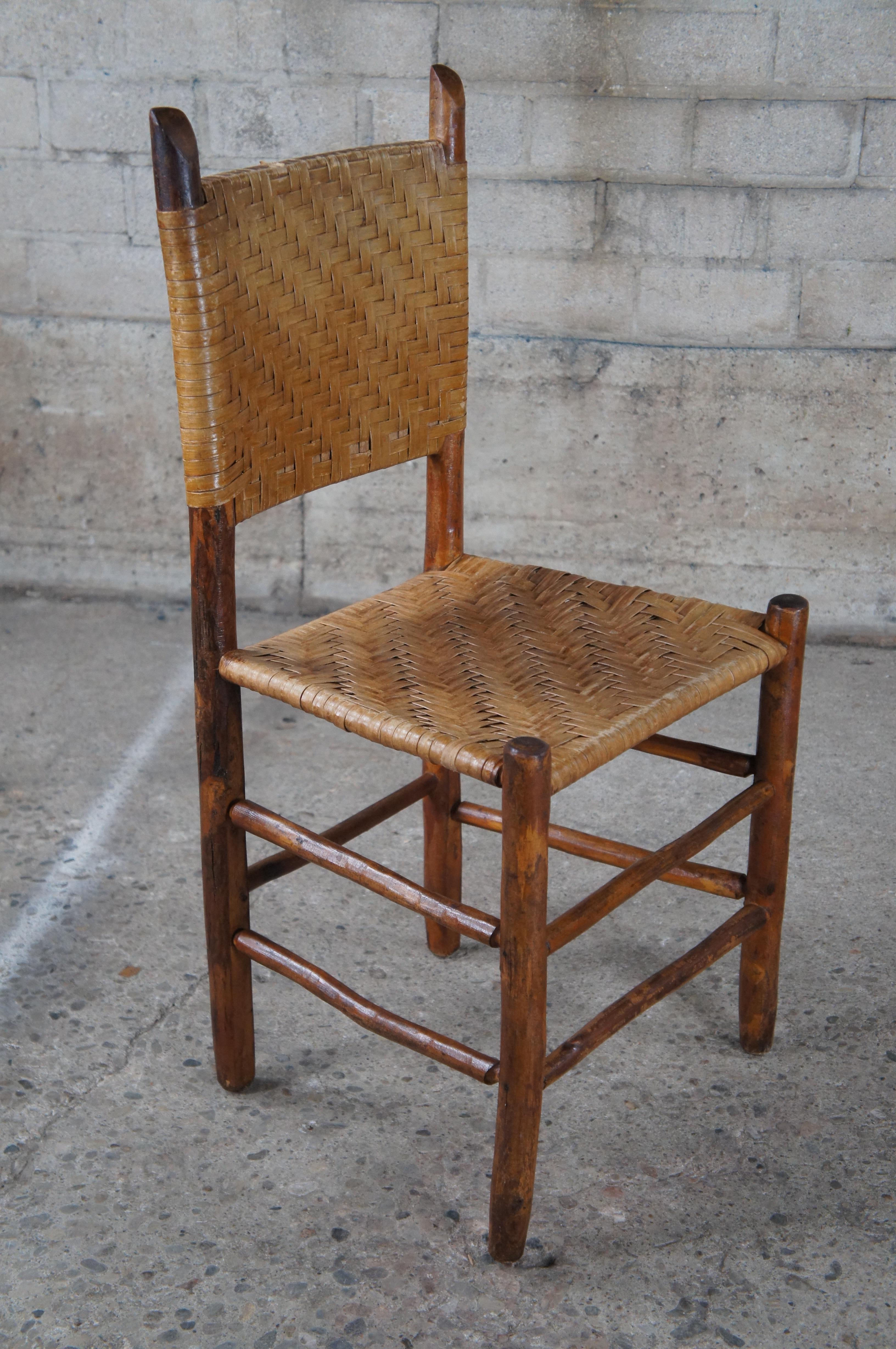 4 Antique Rustic Hickory Rattan Adirondak Lodge Farmhouse Dining Chairs 5