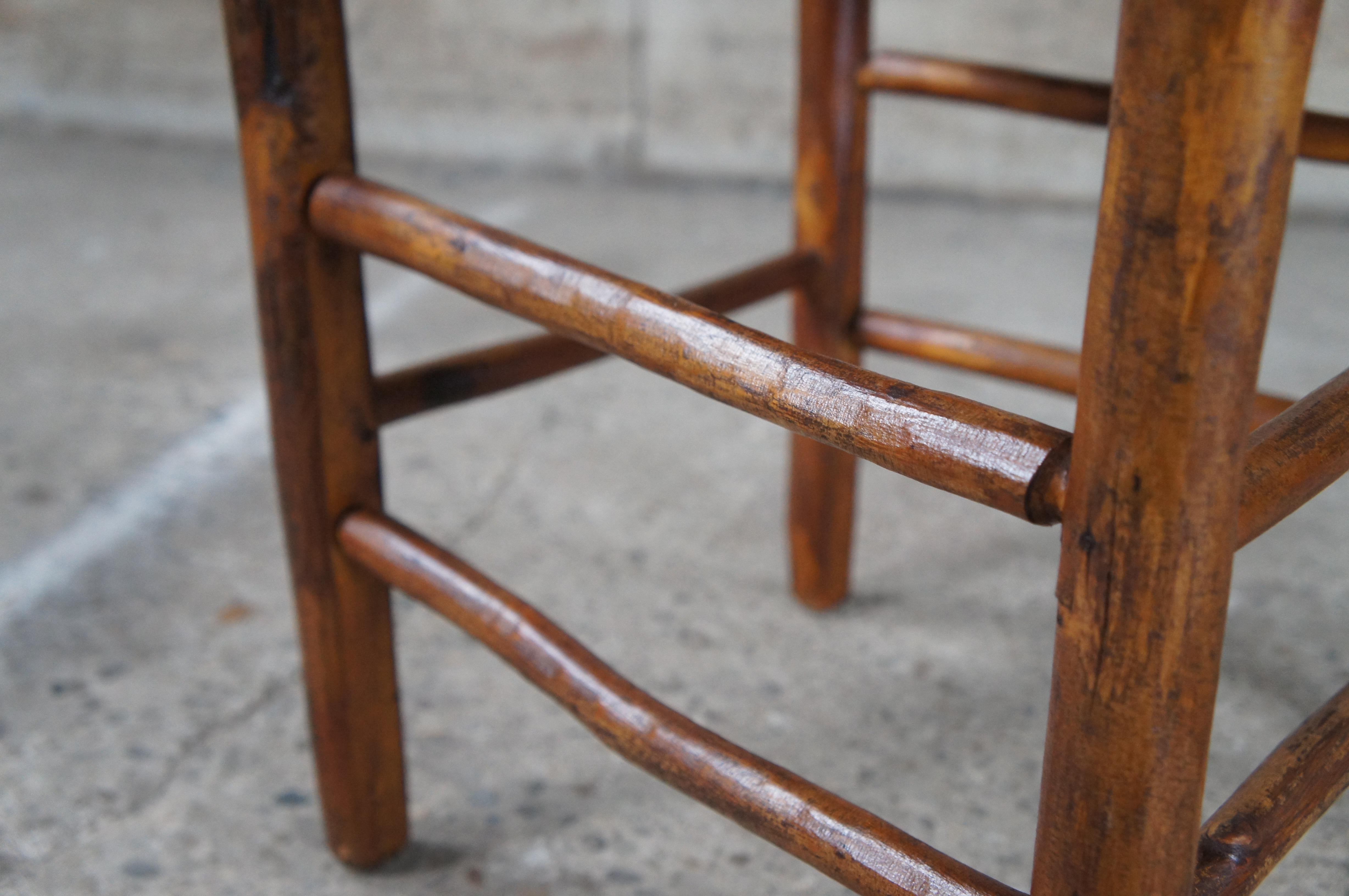 4 Antique Rustic Hickory Rattan Adirondak Lodge Farmhouse Dining Chairs 7