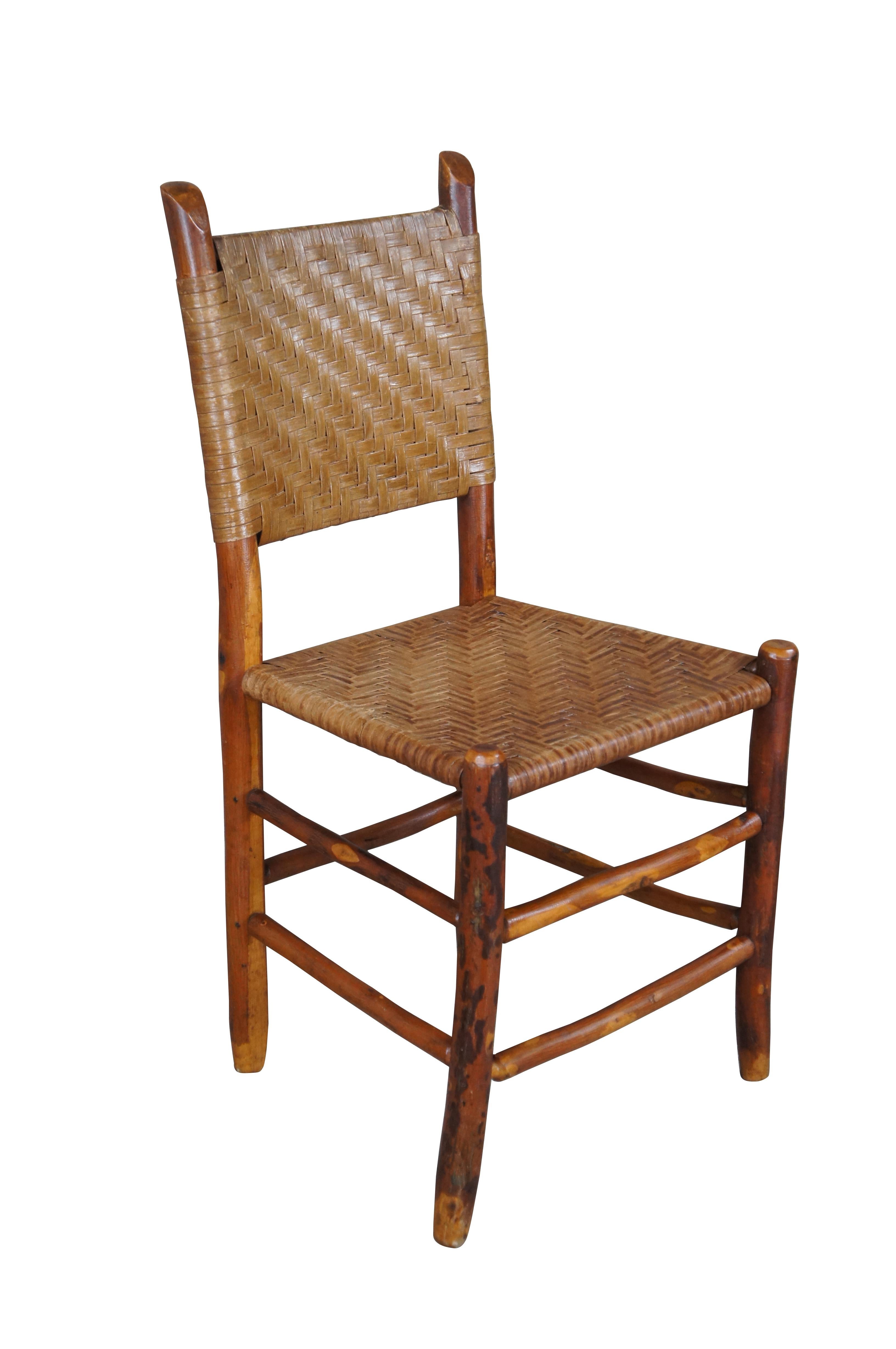 Adirondack 4 Antique Rustic Hickory Rattan Adirondak Lodge Farmhouse Dining Chairs