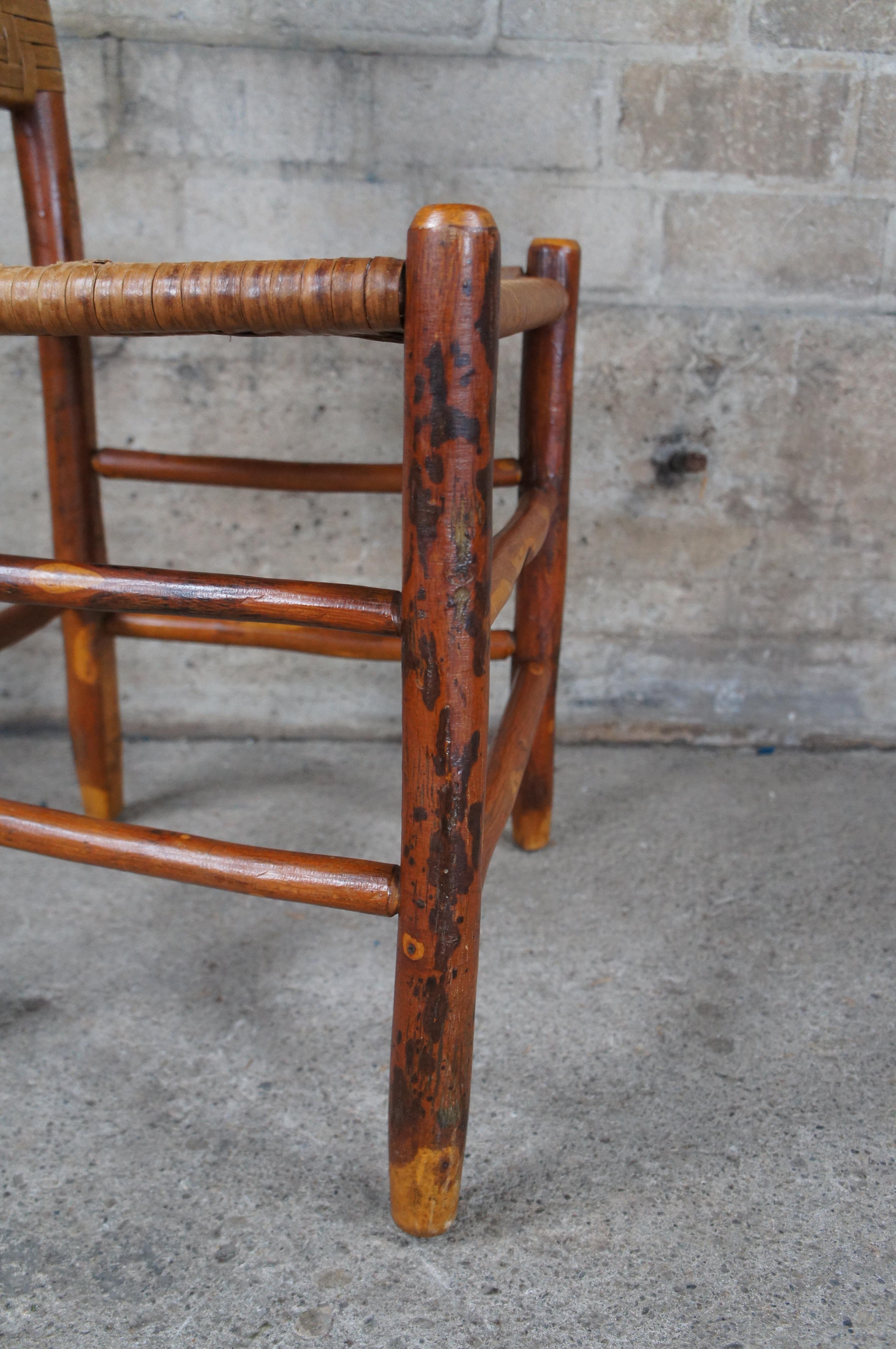 4 Antique Rustic Hickory Rattan Adirondak Lodge Farmhouse Dining Chairs 2
