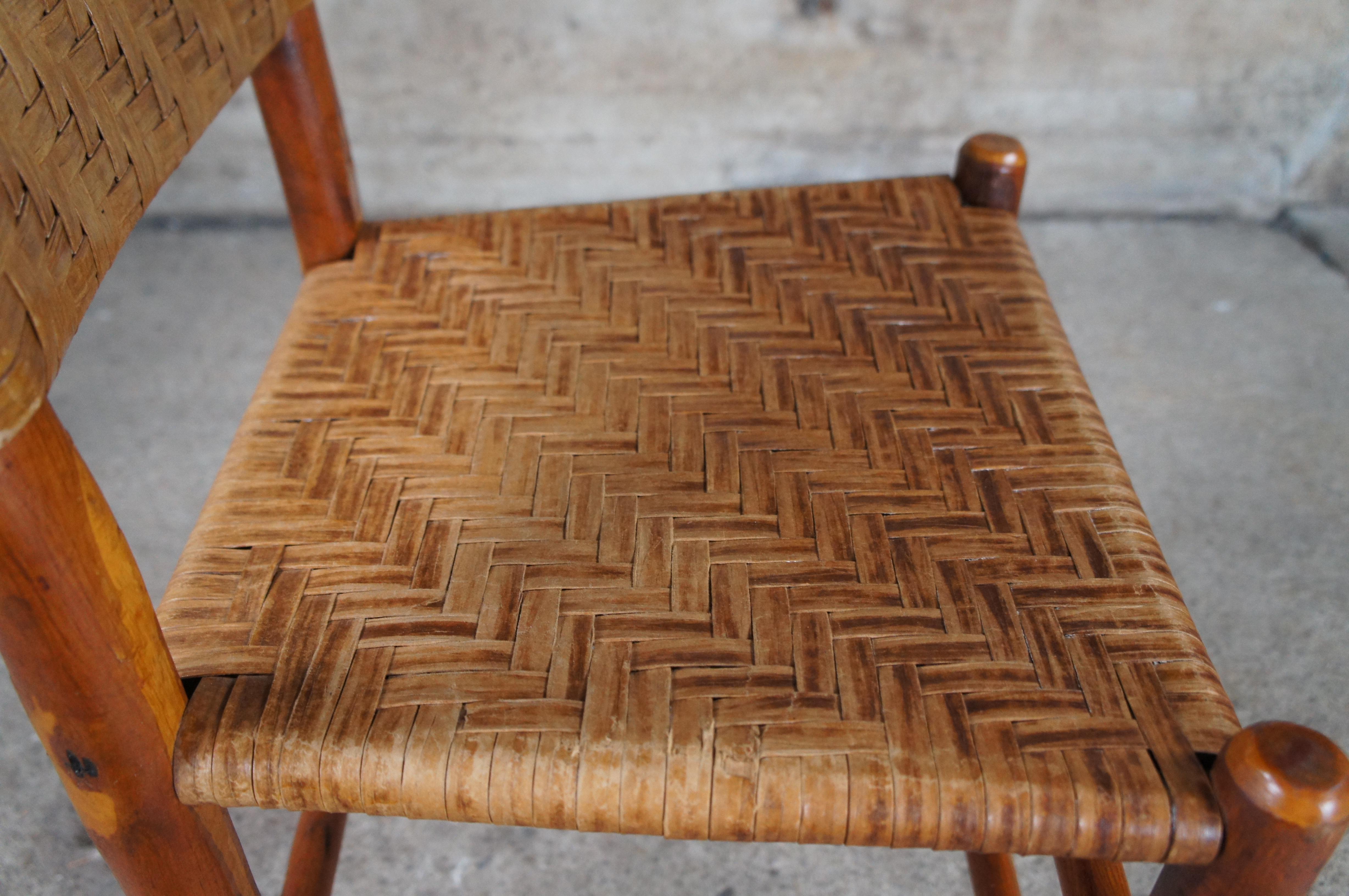 4 Antique Rustic Hickory Rattan Adirondak Lodge Farmhouse Dining Chairs 3
