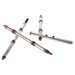 4 Antique Sterling Silver & Enamel Draftsmen Pencils European Circa 1910