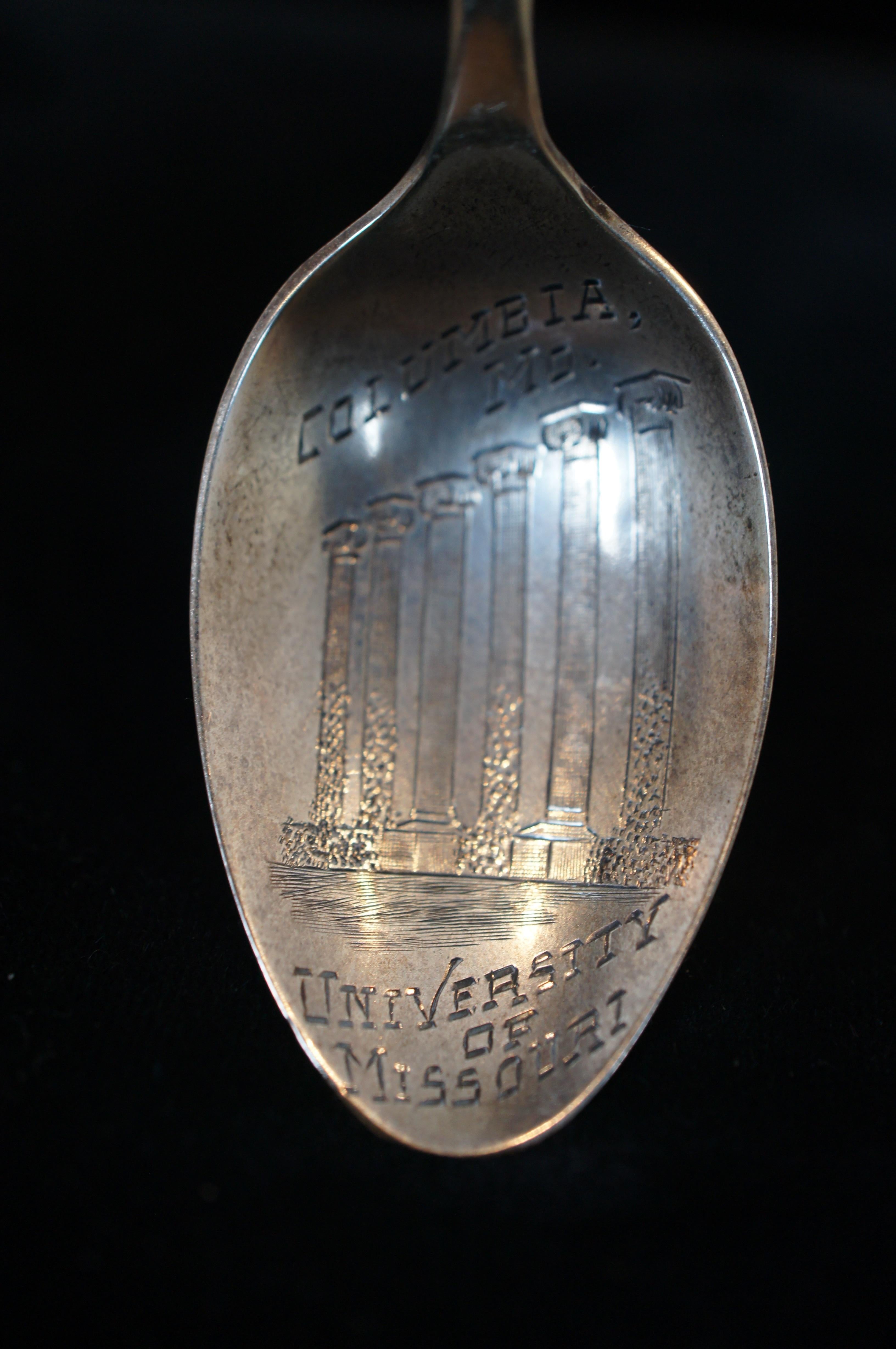 4 Antique Sterling Souvenir Spoons Gorham Lunt Mechanics Missouri Columbia 4