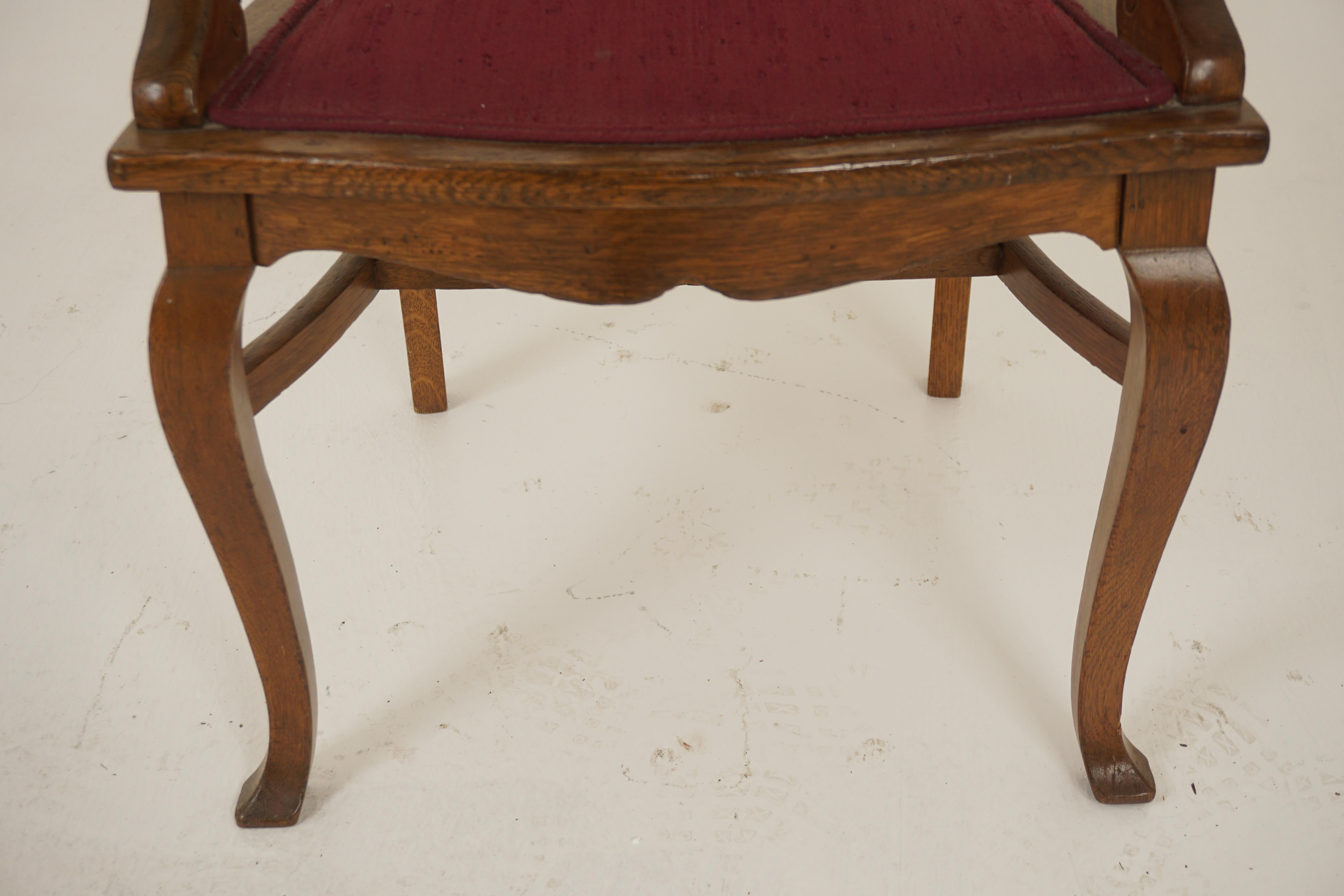Chêne 4 chaises de salle à manger américaines anciennes en chêne tigré rembourrées, Amérique 1910 H1198 en vente