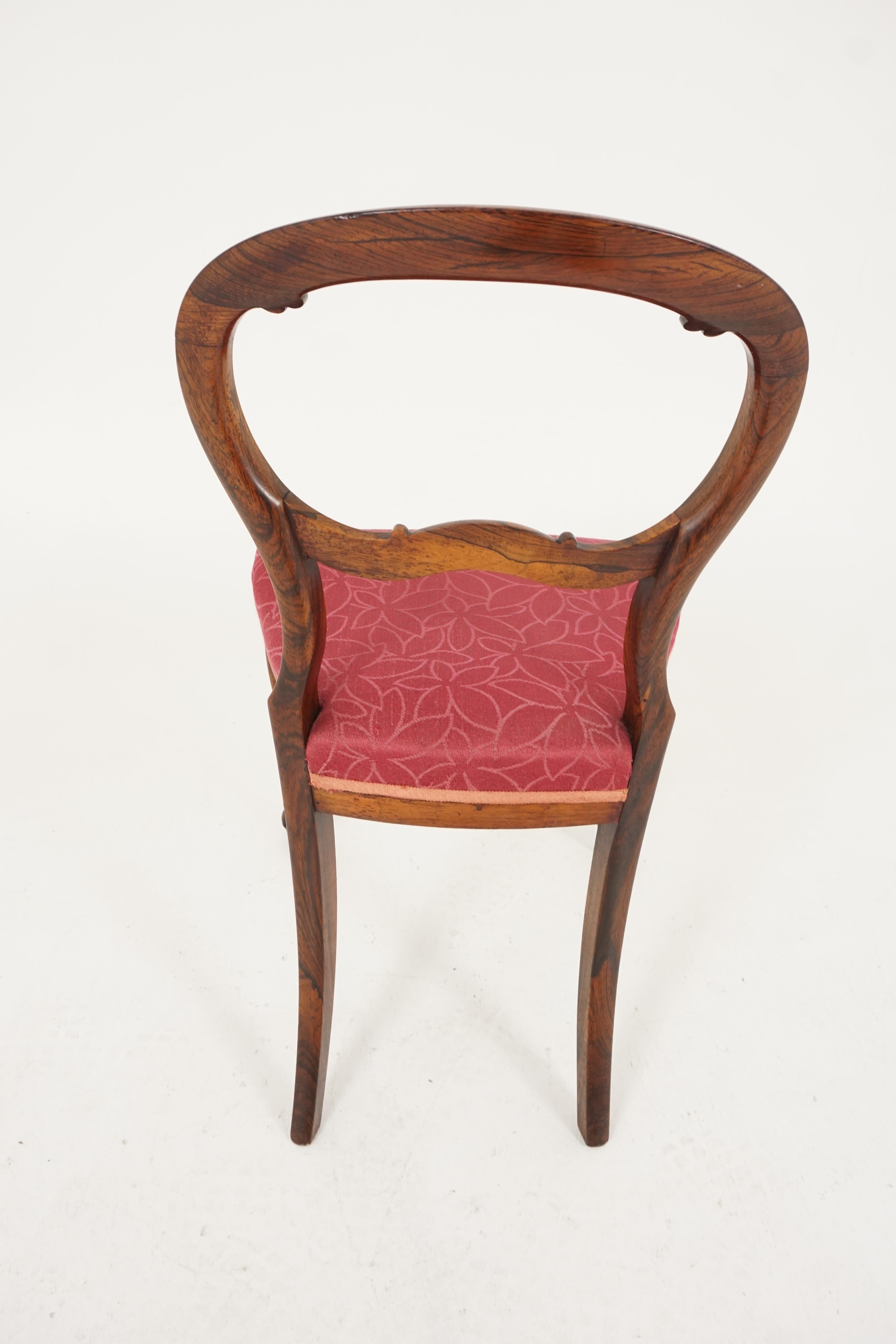 Hand-Crafted 4 Antique Victorian Rosewood Balloon Back Dining Chairs, Scotland 1870, B2161