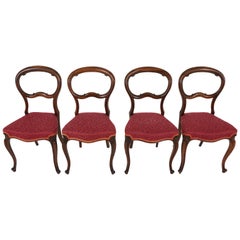 4 Antique Victorian Rosewood Balloon Back Dining Chairs, Scotland 1870, B2161