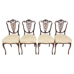4 Antique Victorian Upholstered Dining Chairs, Scotland 1890