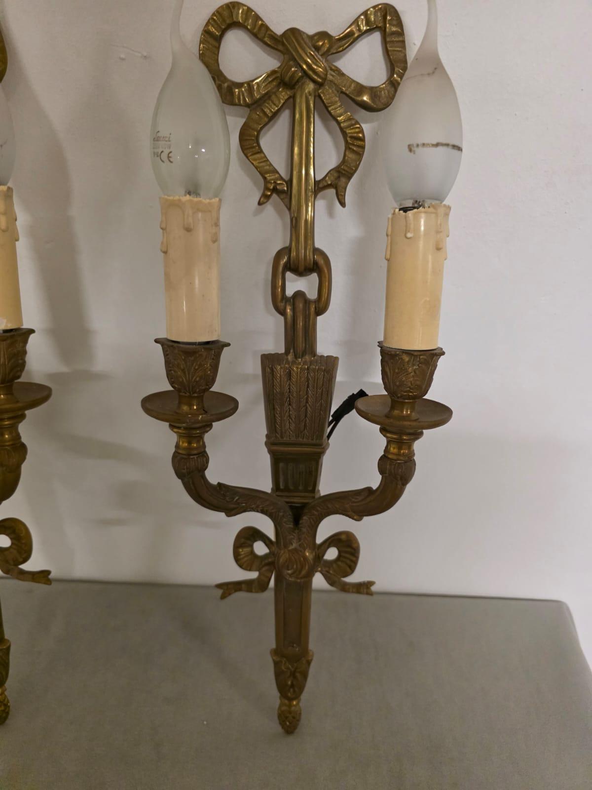 4 applique in bronzo dorato stile Luigi XVI In condizioni buone in vendita a Torino, IT