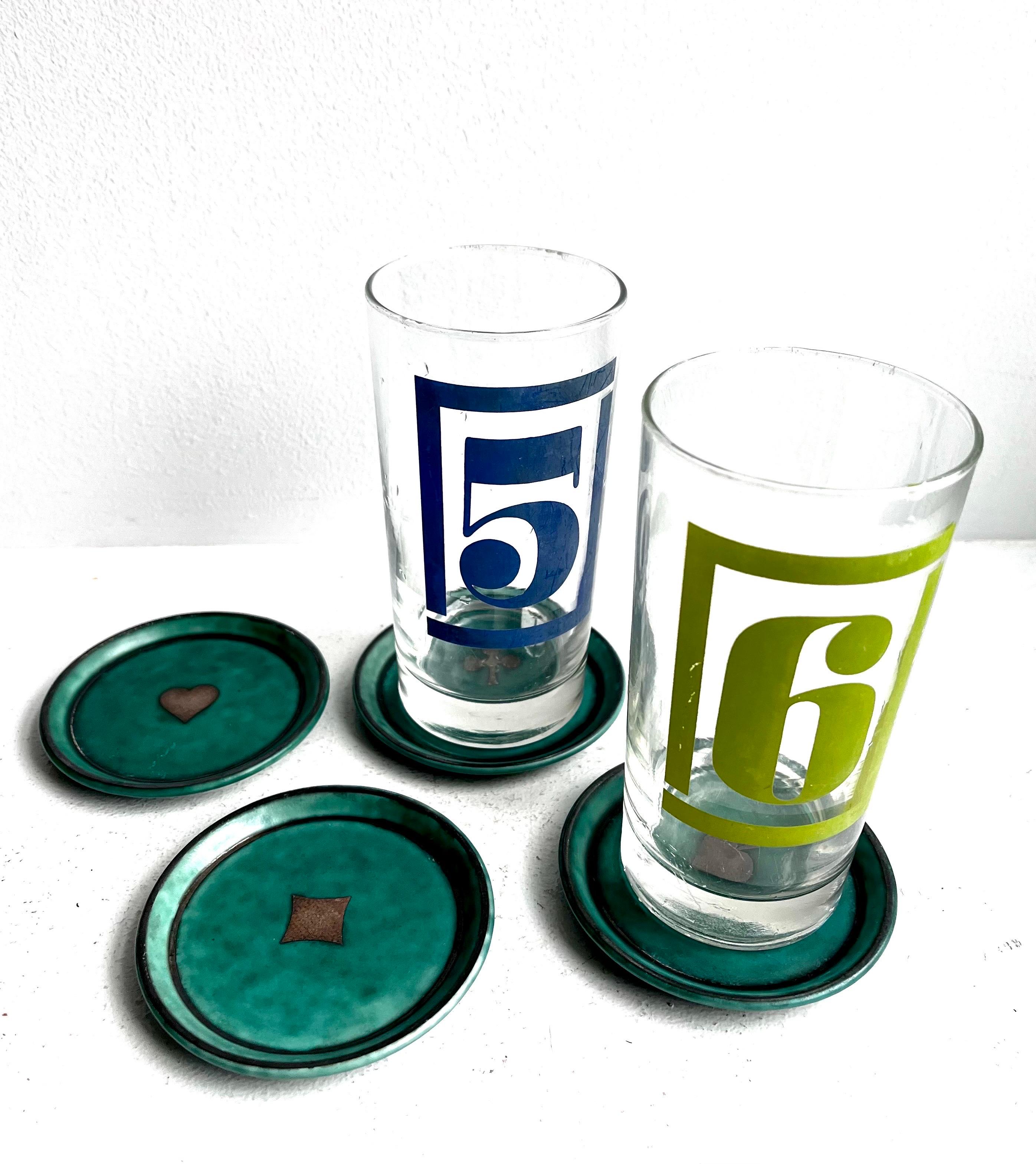 4 Argenta-Spielkartenuntersetzer von Wilhelm Kage für Gustavsberg, Schweden, 1940er Jahre im Angebot 5