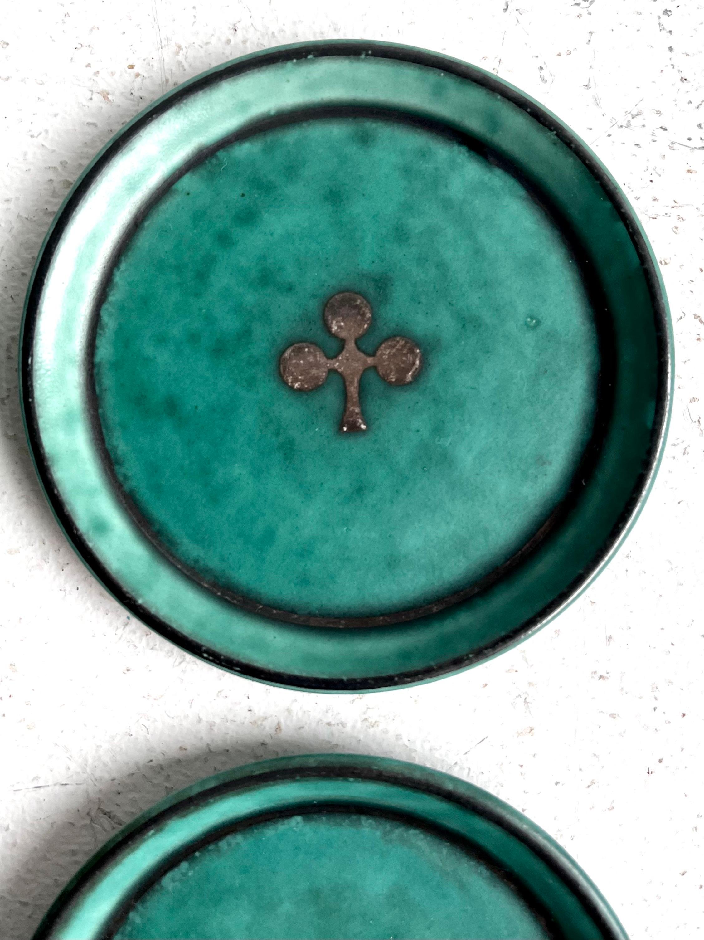 4 Argenta-Spielkartenuntersetzer von Wilhelm Kage für Gustavsberg, Schweden, 1940er Jahre (Schwedisch) im Angebot