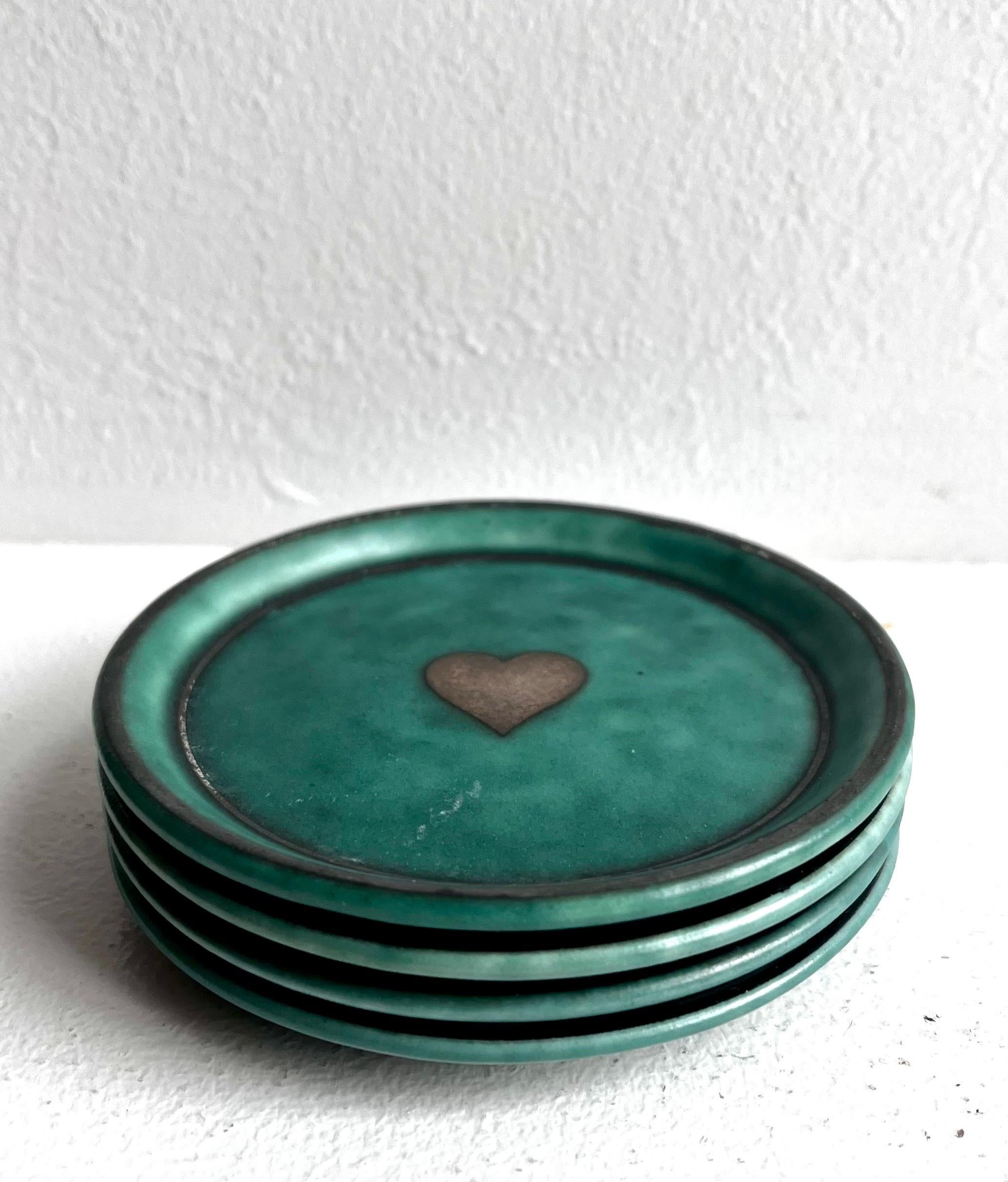 4 Argenta-Spielkartenuntersetzer von Wilhelm Kage für Gustavsberg, Schweden, 1940er Jahre (Keramik) im Angebot