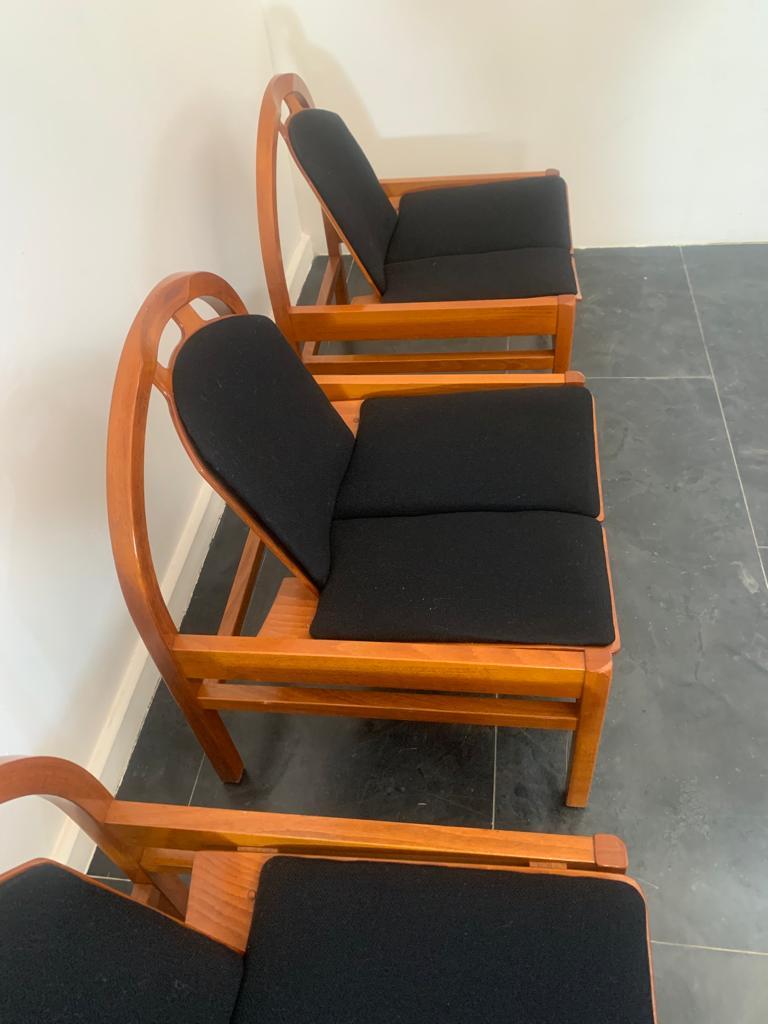 4 Argos-Sessel aus Buche und schwarzem Stoff von Baumann, 1980er Jahre im Angebot 10