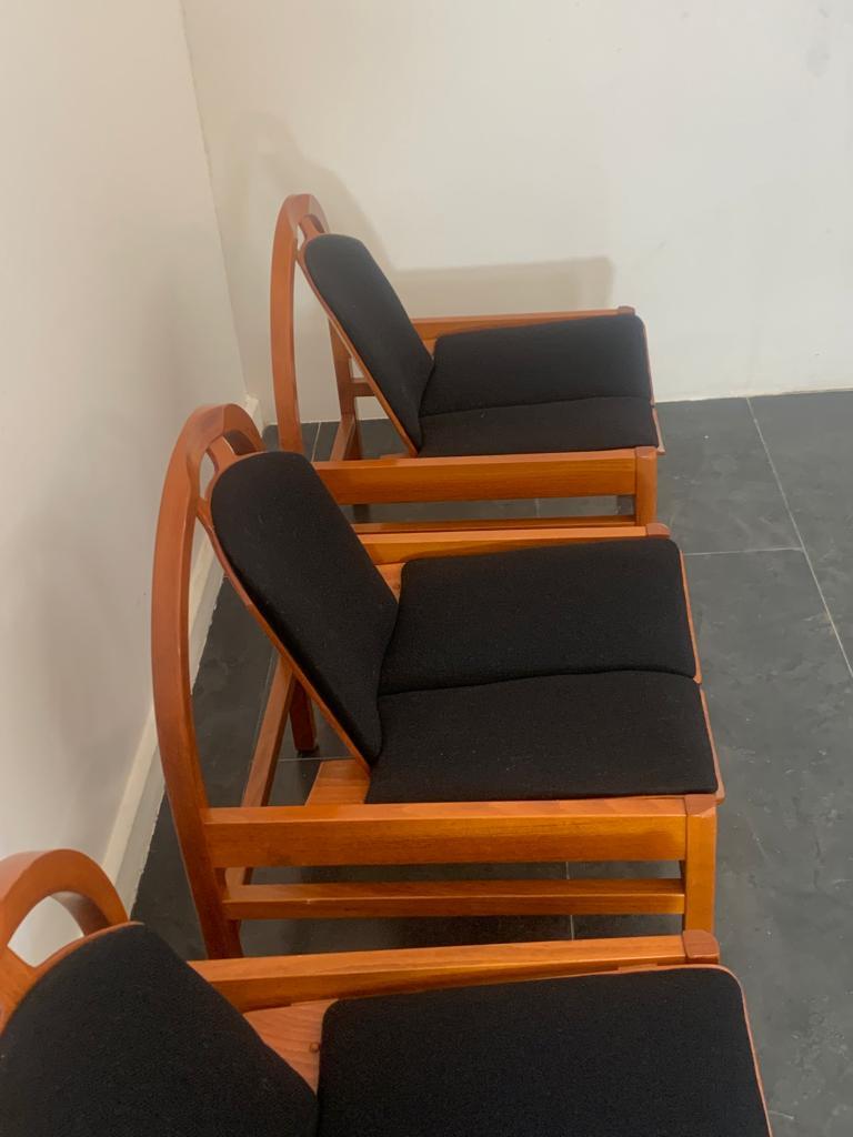 4 Argos-Sessel aus Buche und schwarzem Stoff von Baumann, 1980er Jahre im Angebot 1