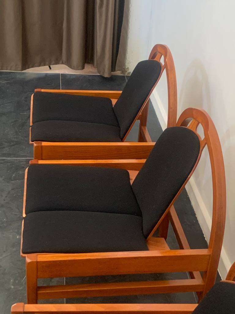 4 Argos-Sessel aus Buche und schwarzem Stoff von Baumann, 1980er Jahre im Angebot 2