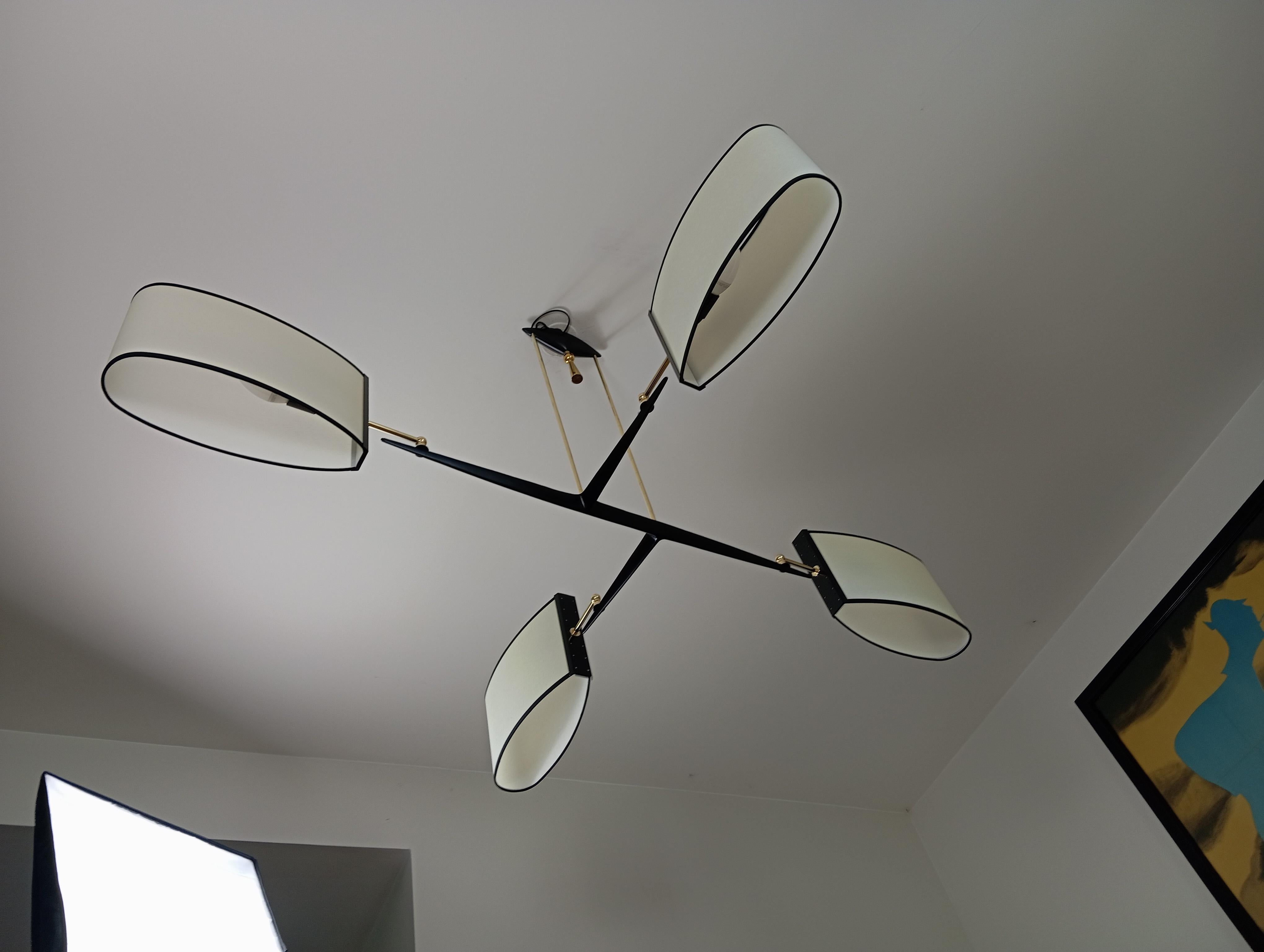 Lampadario a 4 bracci Maison Arlus circa 1950 in vendita 8