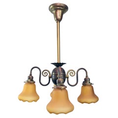 4 Arm Swirling Brass Fixture with Scalloped Shades