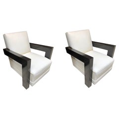 2 Armchairs in Leather and Wood in Art Deco Style, 1935