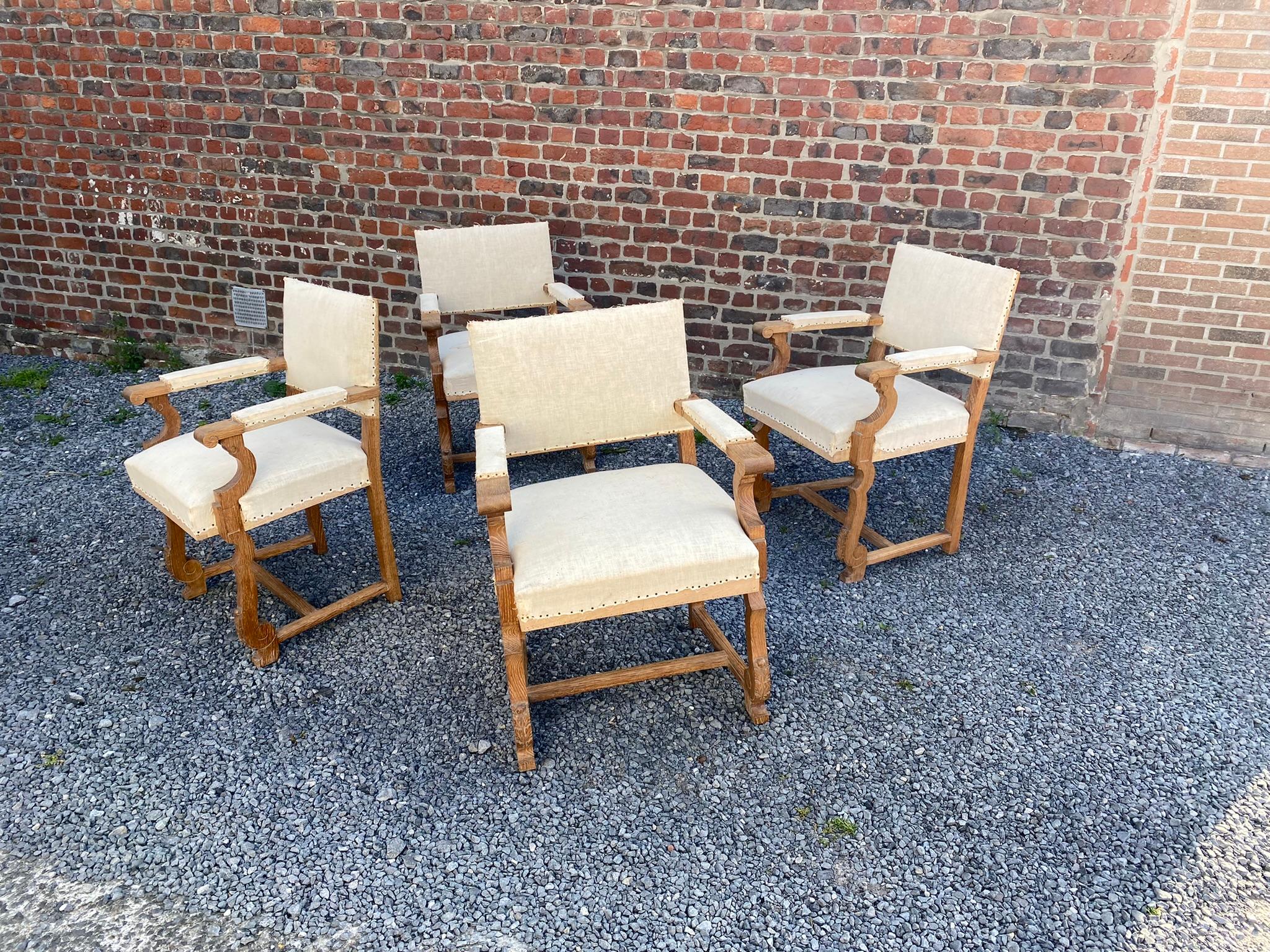 4 Armchairs in the style of Victor Courtray, or Charles Dudouyt circa 1940.