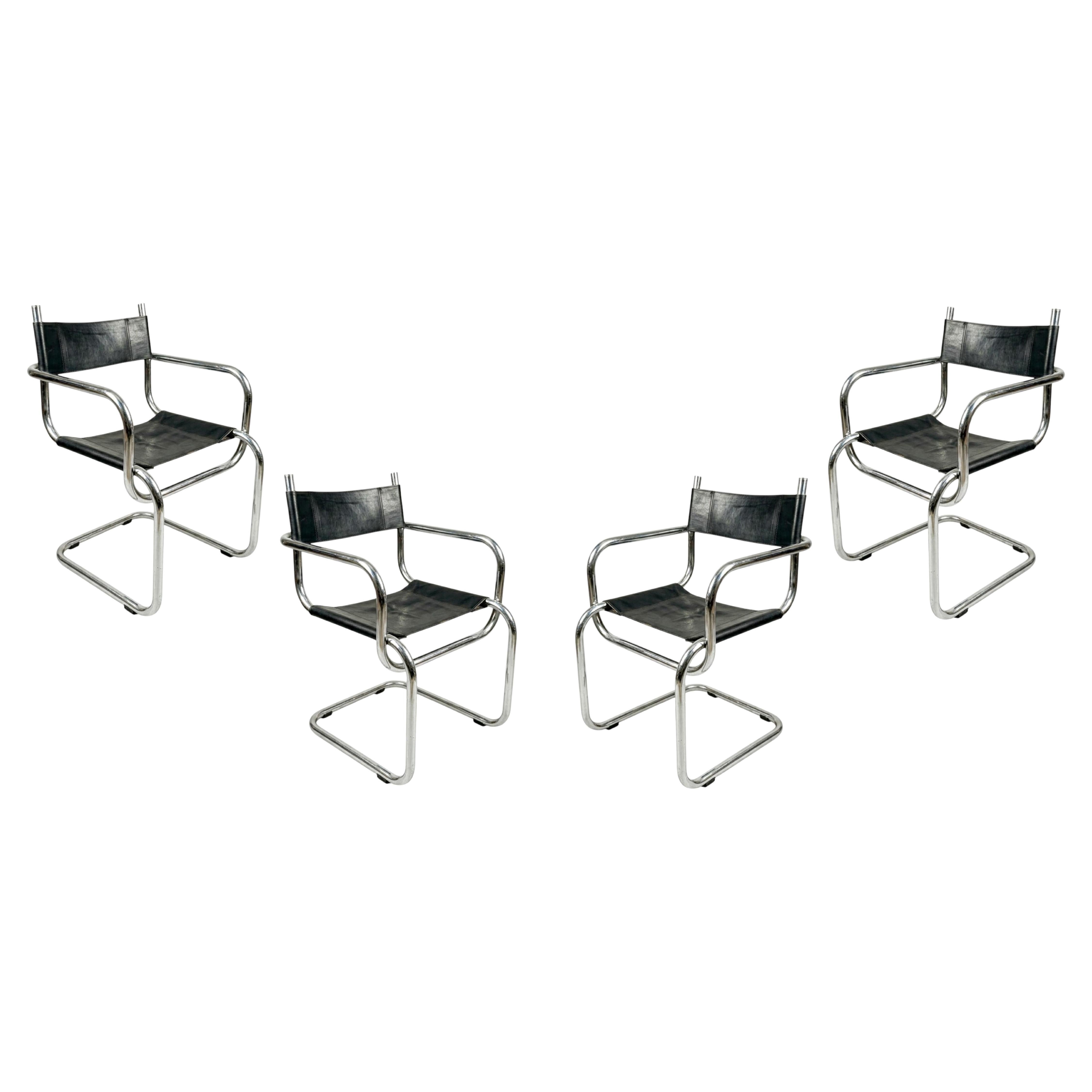 4 Armchairs, Italian, 1940, Art Deco For Sale