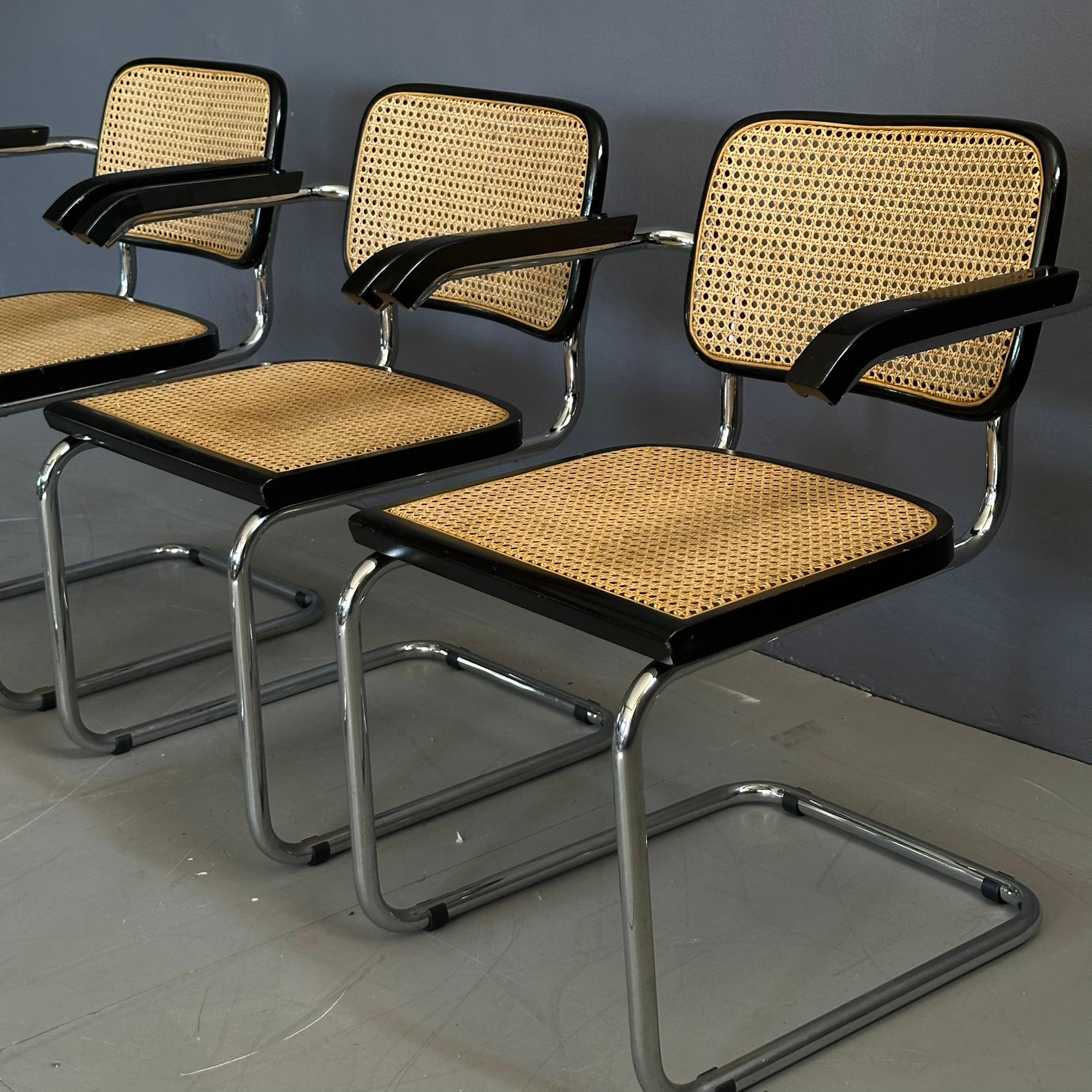 4 poltrone in stile Cesca, circa anni '70, seduta e schienale in Vienna in vendita 1