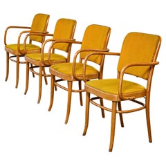 Used 4 Armed Bauhaus Beech Bentwood J Hoffman Prague 811 Dining Chairs Style Thonet