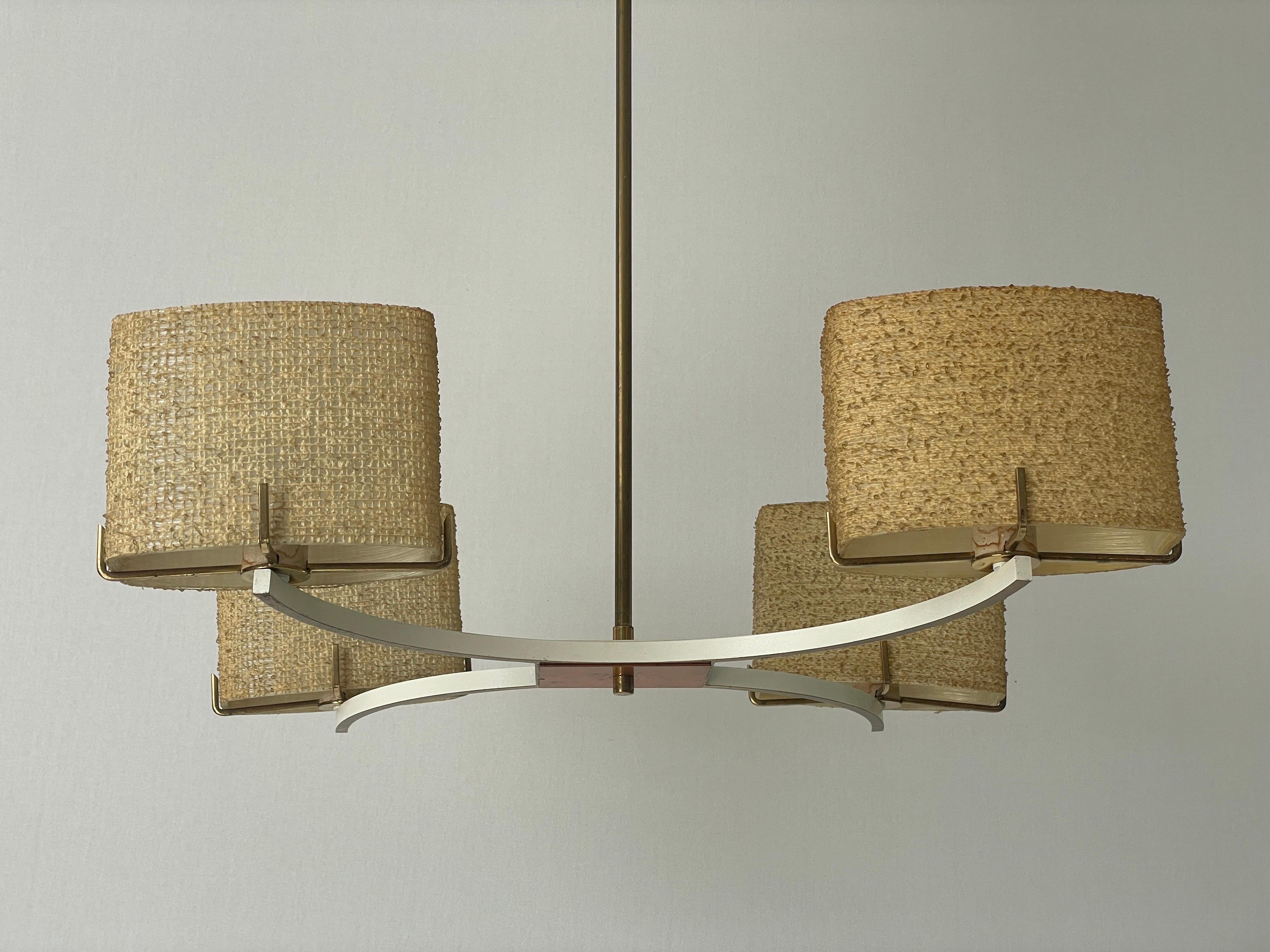 Araña de 4 brazos de fibra de vidrio, Atribuida a Maison Arlus, Años 60, Alemania Latón en venta