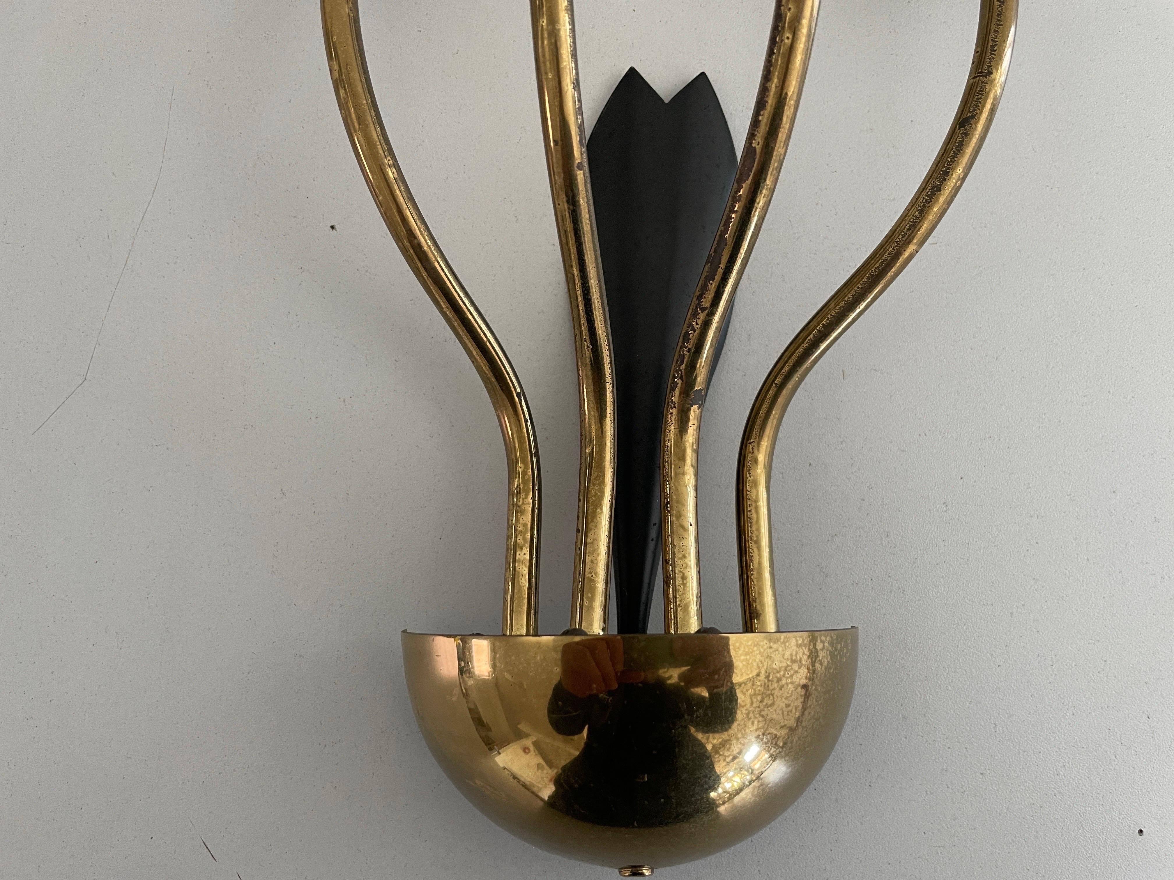 4-armed Flower Design Brass Sputnik Pair of Sconces, 1950s, Germany For Sale 1