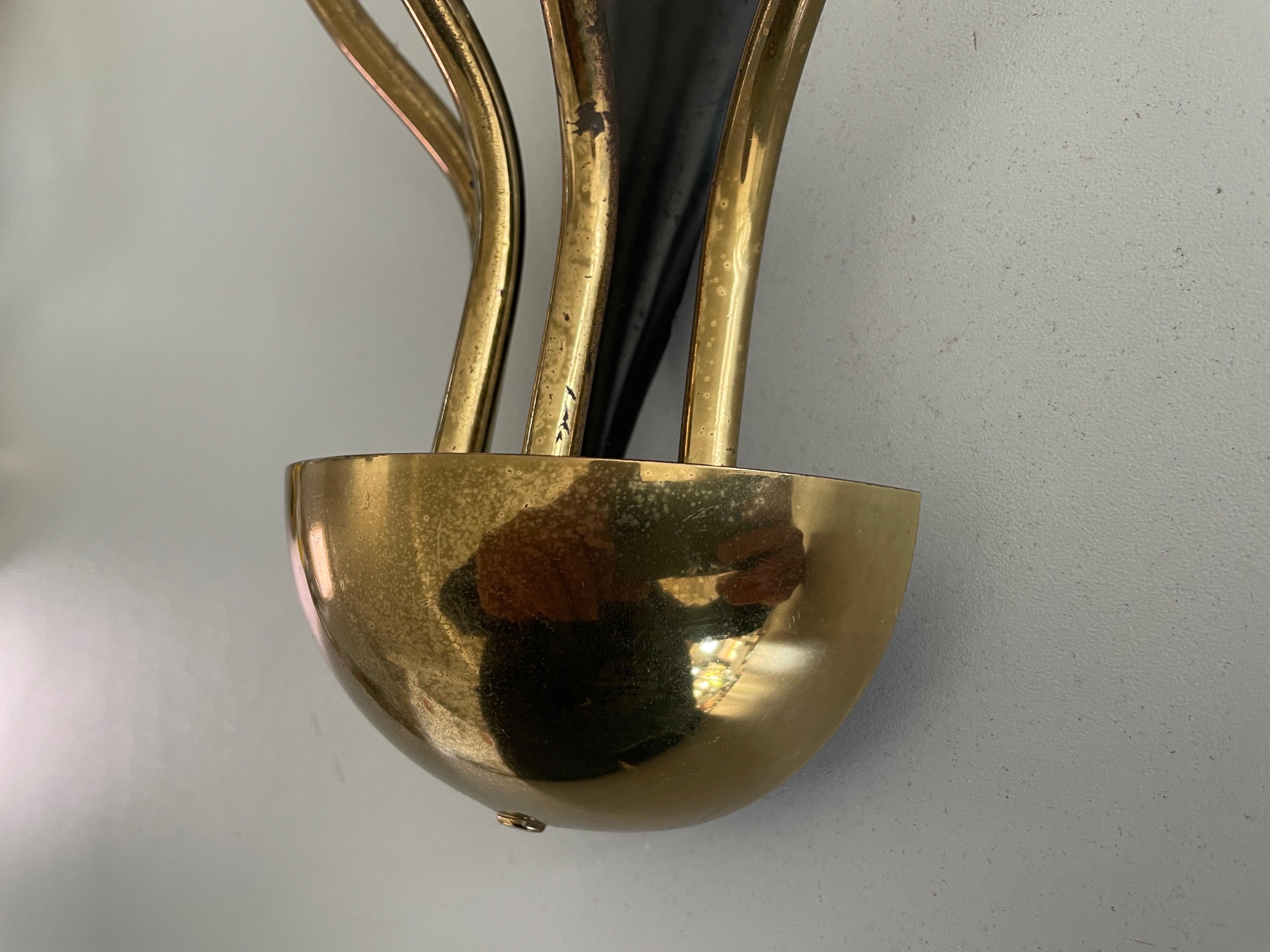 4-armed Flower Design Brass Sputnik Pair of Sconces, 1950s, Germany For Sale 2
