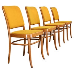 Used 4 Armless Bauhaus Beech Bentwood Hoffman Prague 811 Dining Chairs Style Thonet