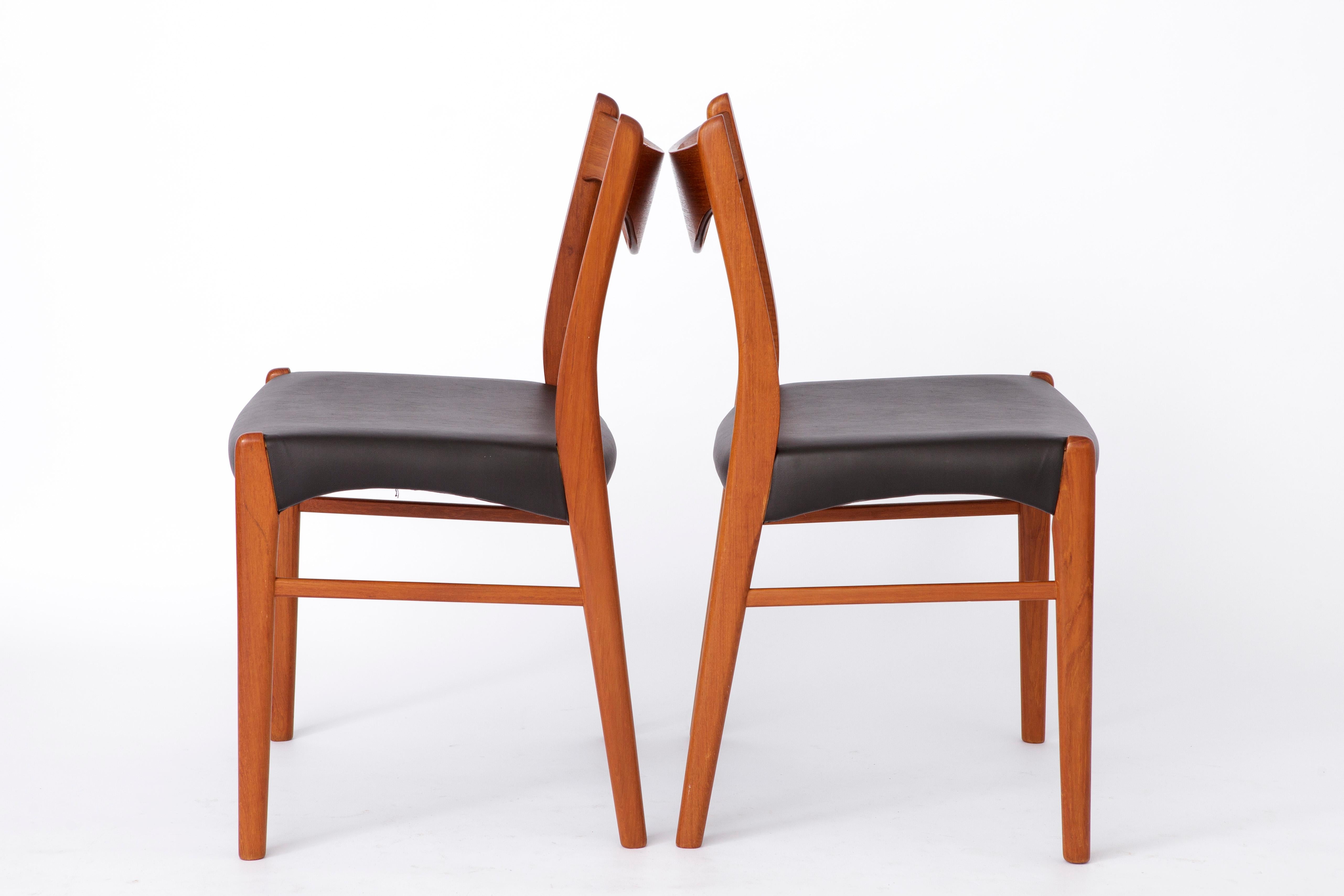Danish 4 Arne Wahl Iversen Mid century teak dining chairs Glyngøre stolefabrik, model G For Sale