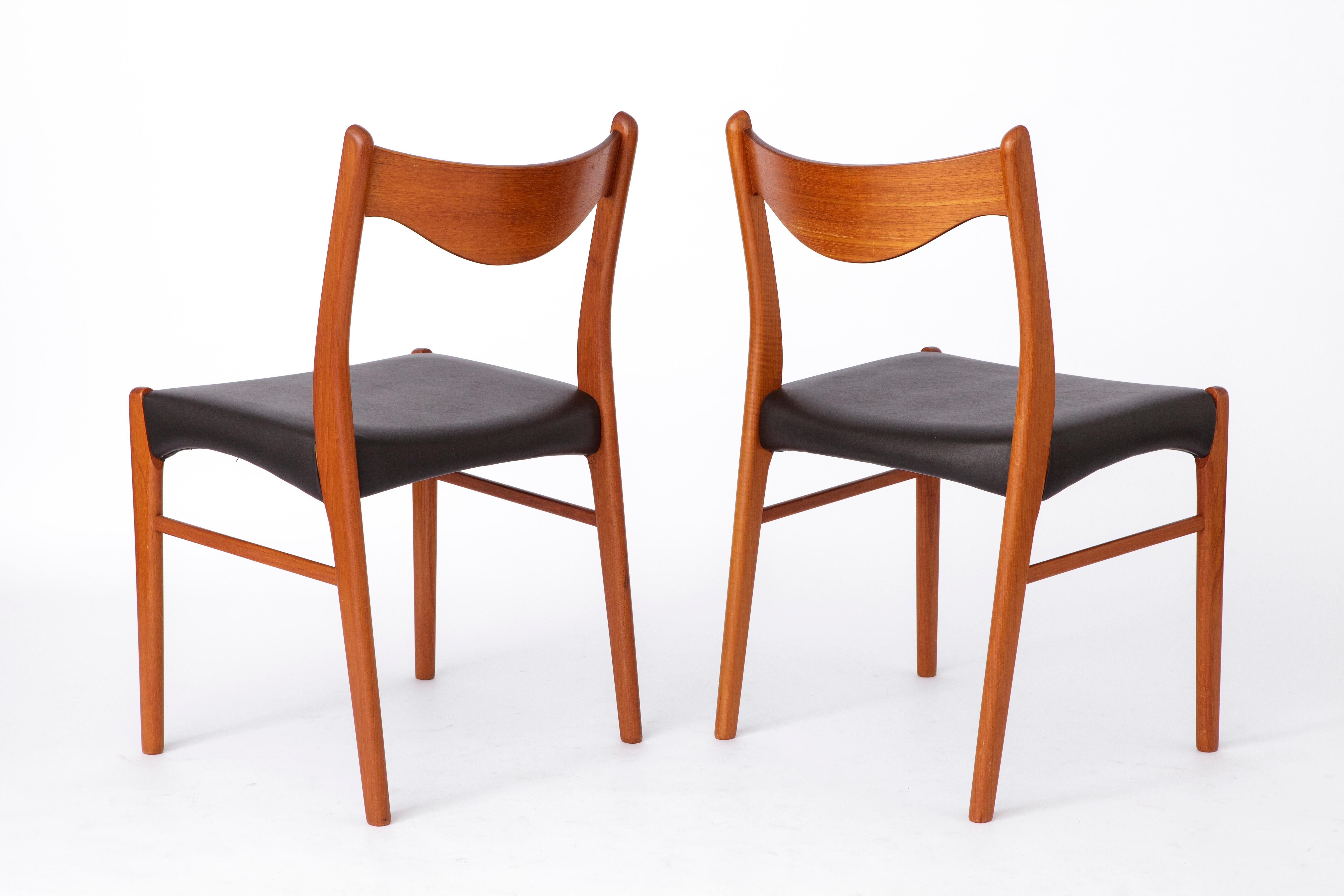 4 Arne Wahl Iversen Mid century teak dining chairs Glyngøre Stolefabrik, model G (Poliert) im Angebot