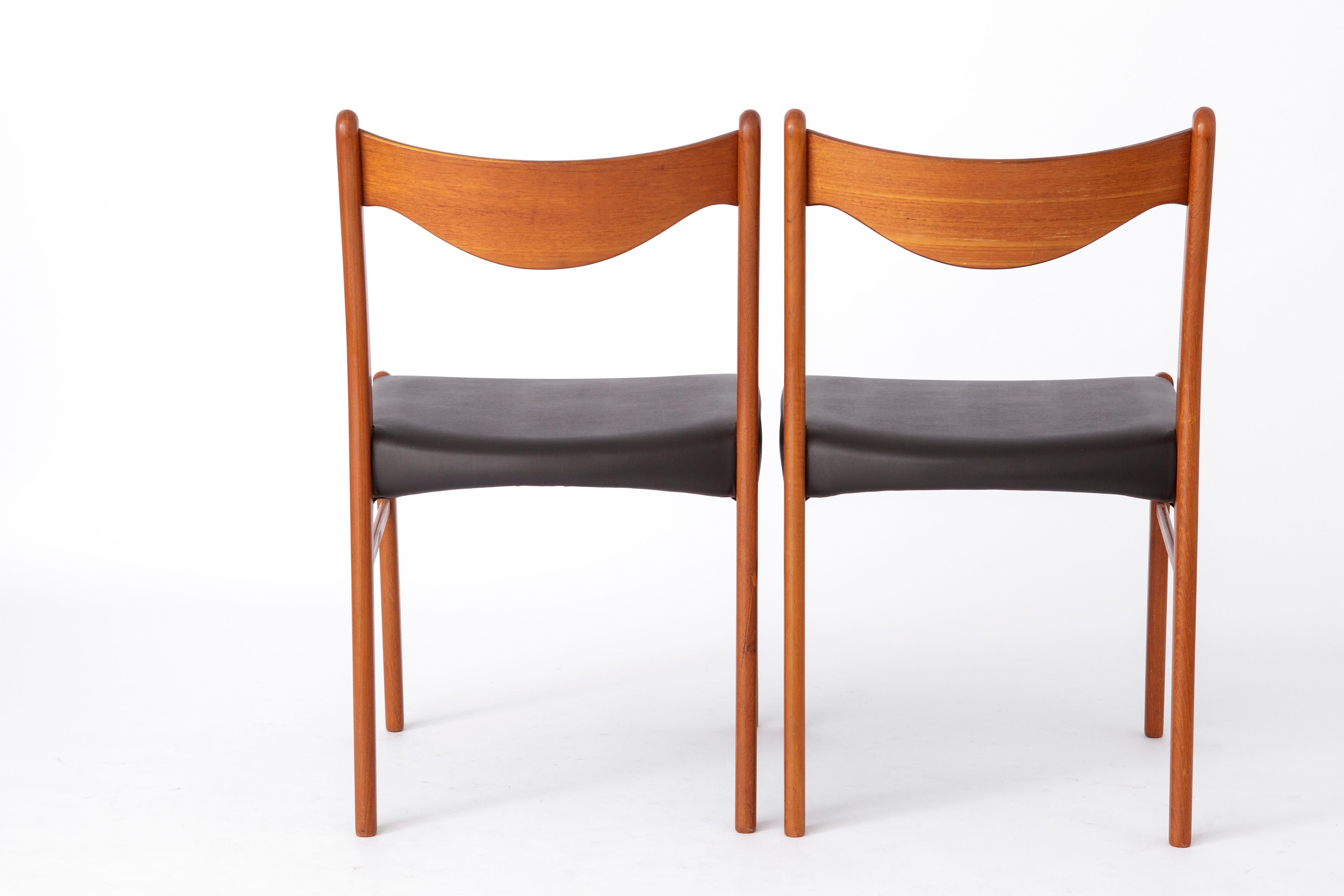 4 Arne Wahl Iversen Mid century teak dining chairs Glyngøre stolefabrik, model G In Good Condition For Sale In Hannover, DE