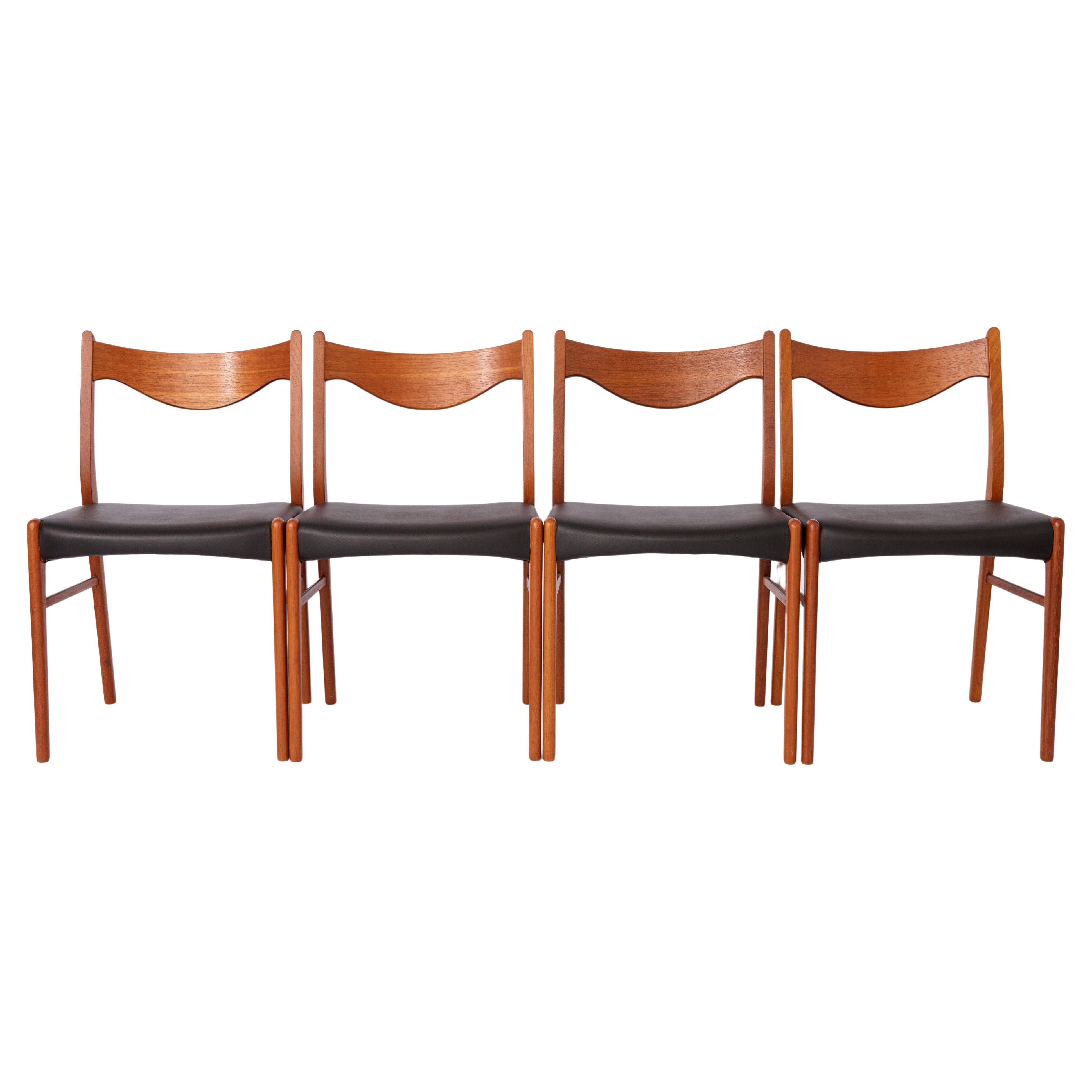 4 Arne Wahl Iversen Mid century teak dining chairs Glyngøre stolefabrik, model G For Sale