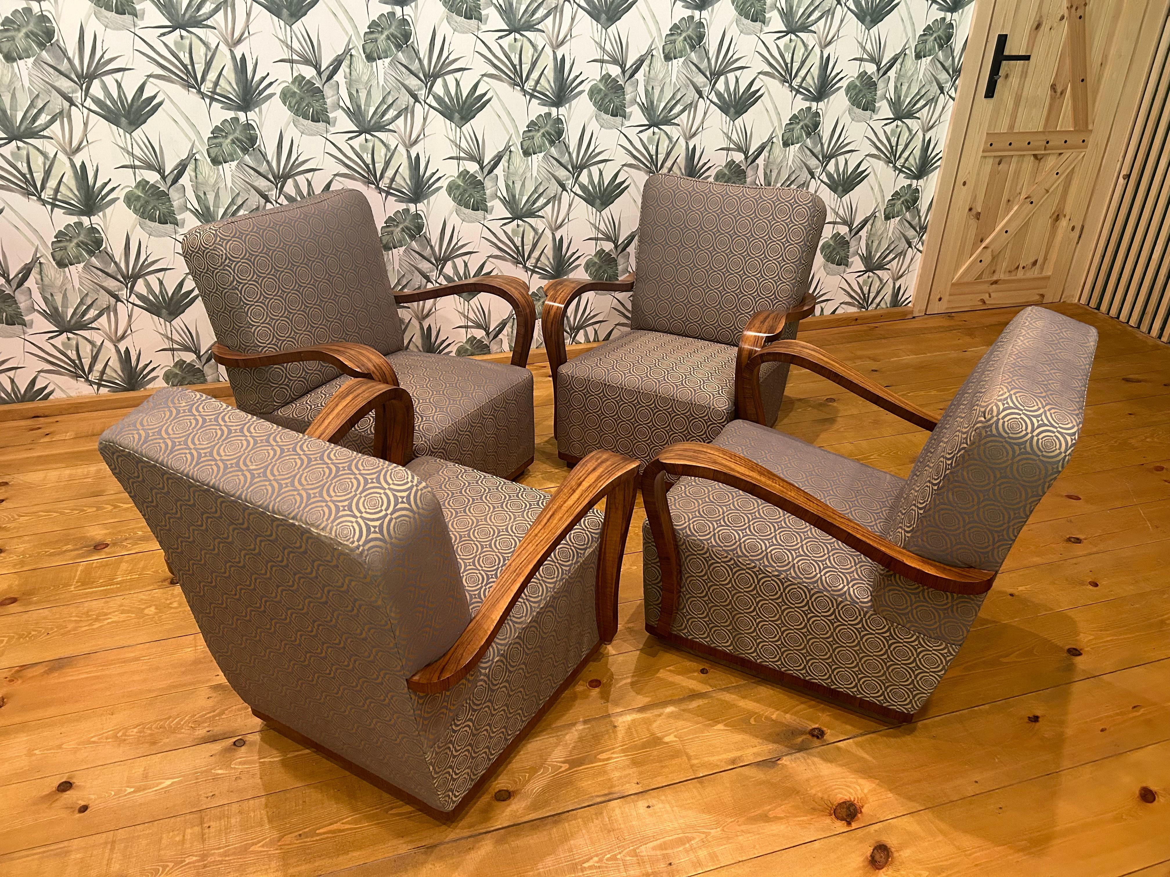 4 Sillón Art Déco mediados del siglo XX en venta