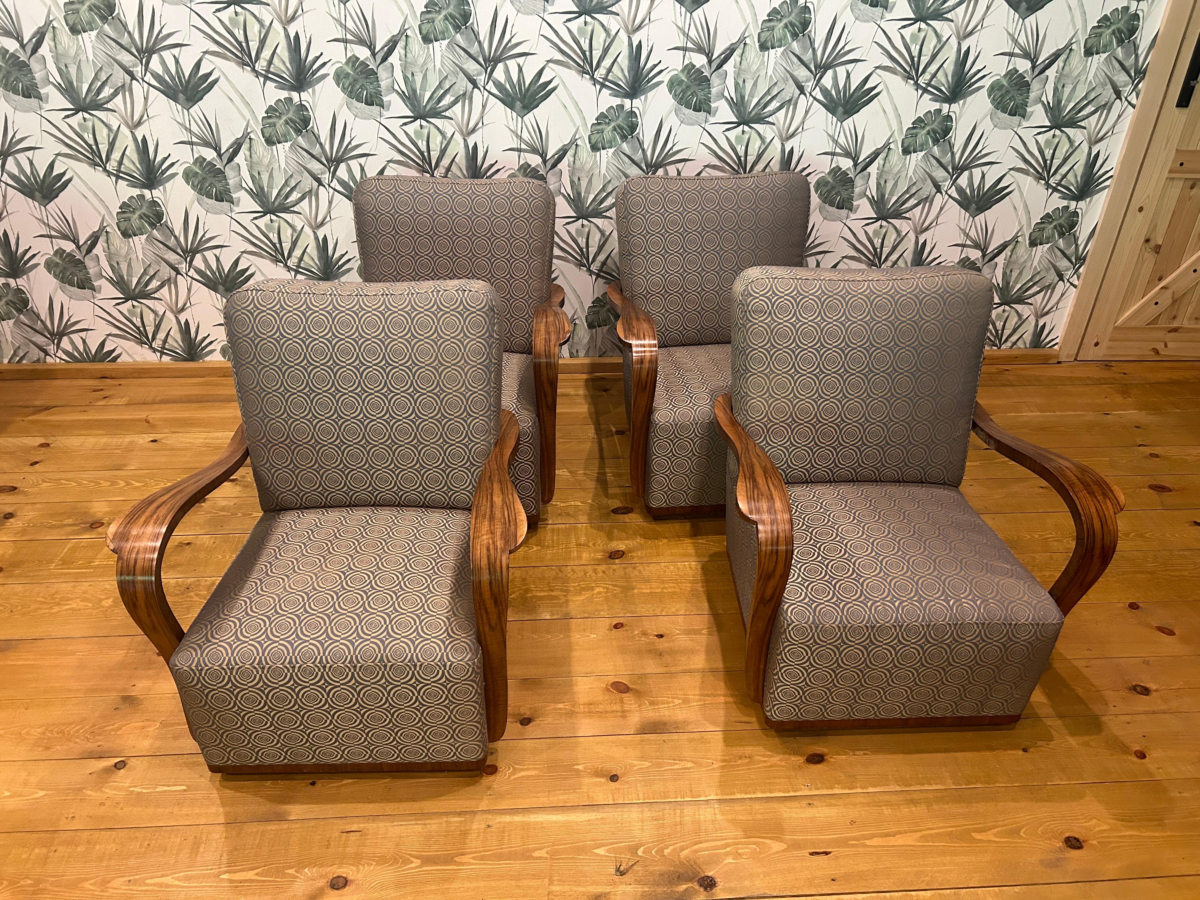 4 Sillón Art Déco Nogal en venta